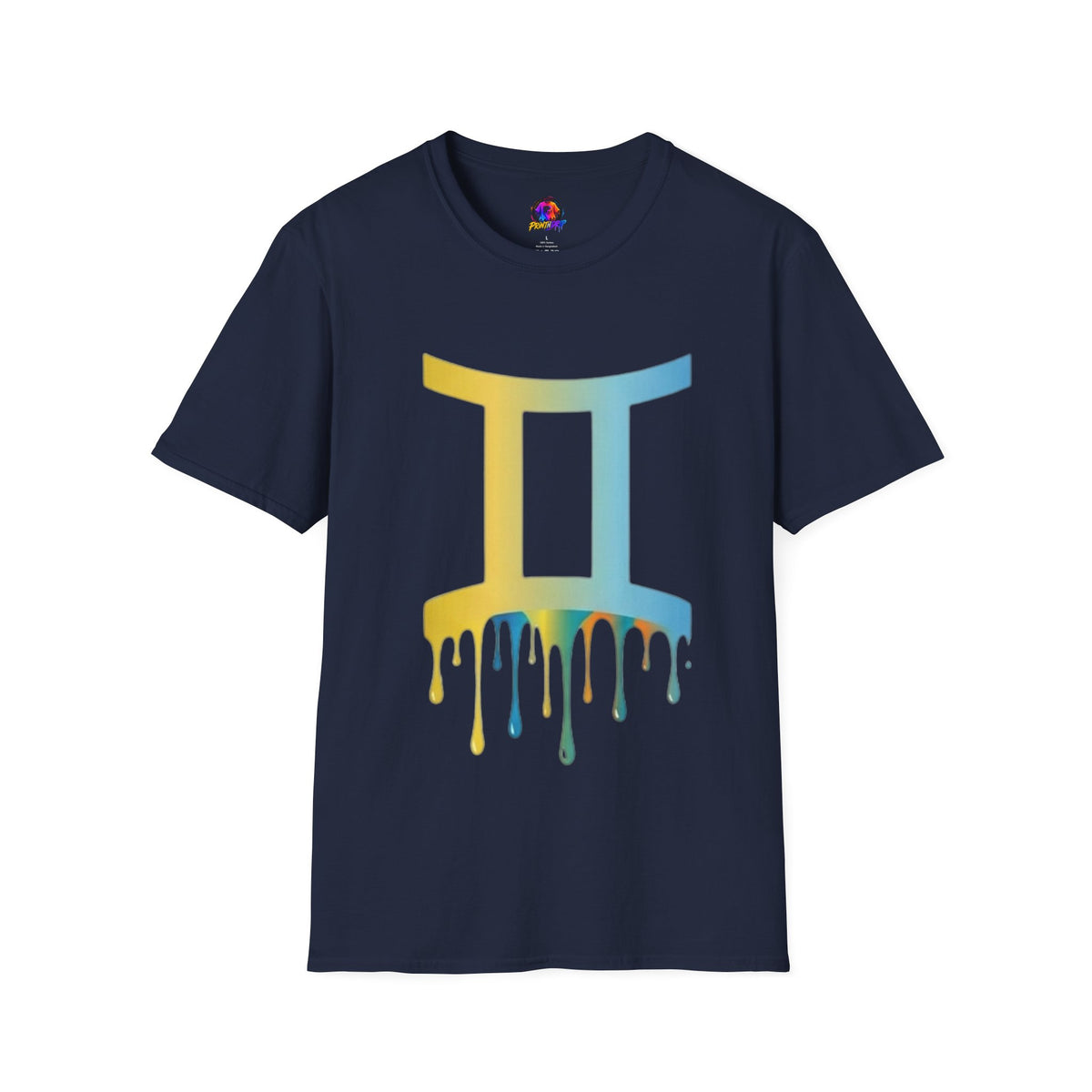 Gemini Drip Zodiac T-Shirt — Rainbow Gemini Symbol Tee