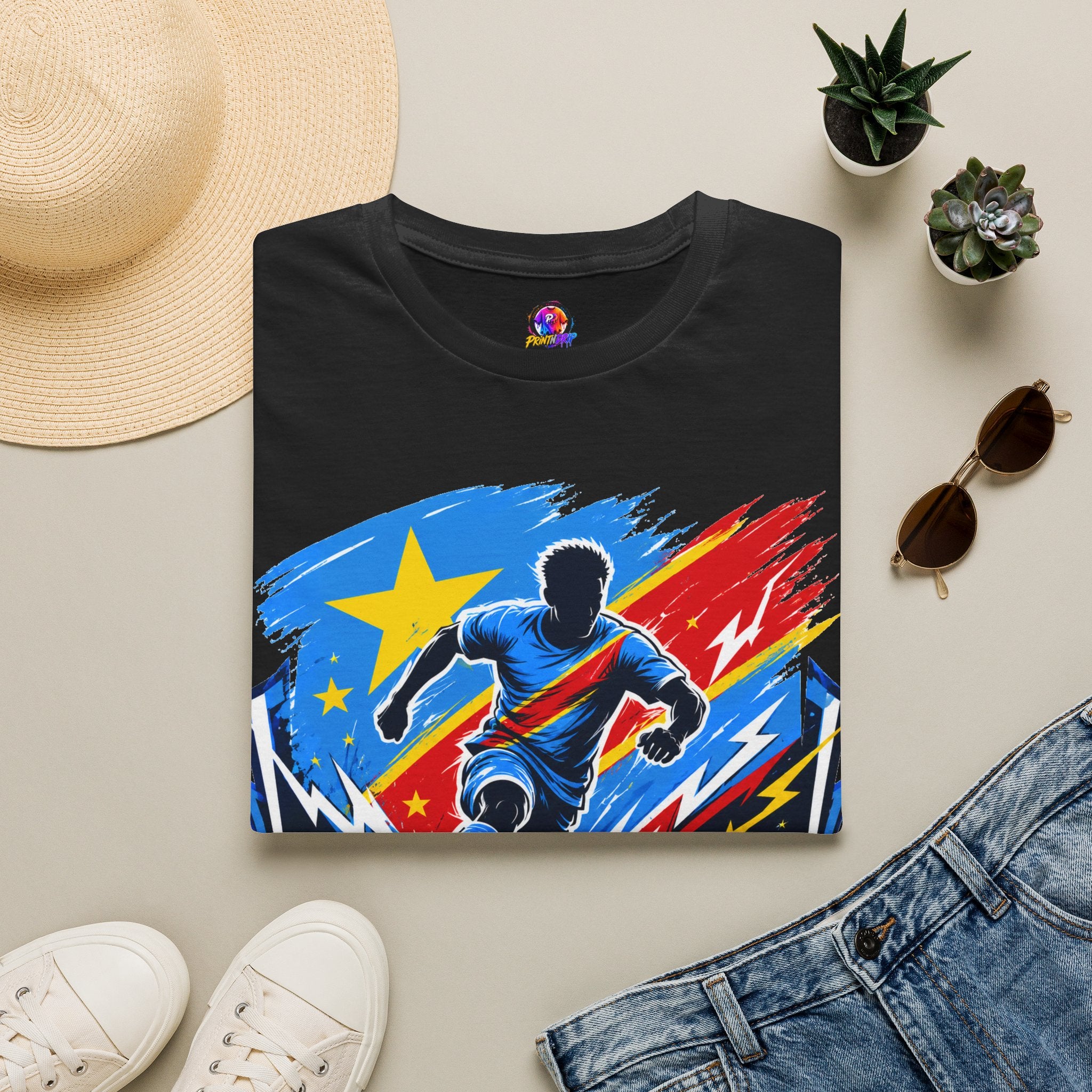 Congo Soccer T-Shirt — Congo Blue Rise Football Fan Tee