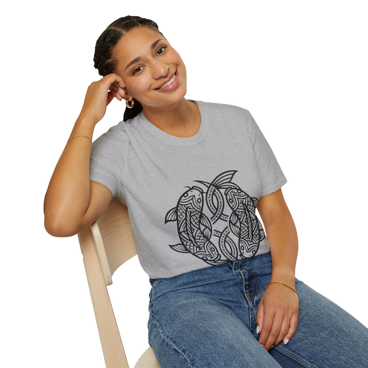 Pisces Zodiac Koi Fish Mandala T-Shirt — Intricate Zen koi Circle Design