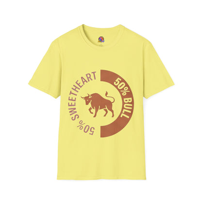 Bull Percentage Graphic T-Shirt — "50% Bull, 50% Sweetheart" Casual Tee
