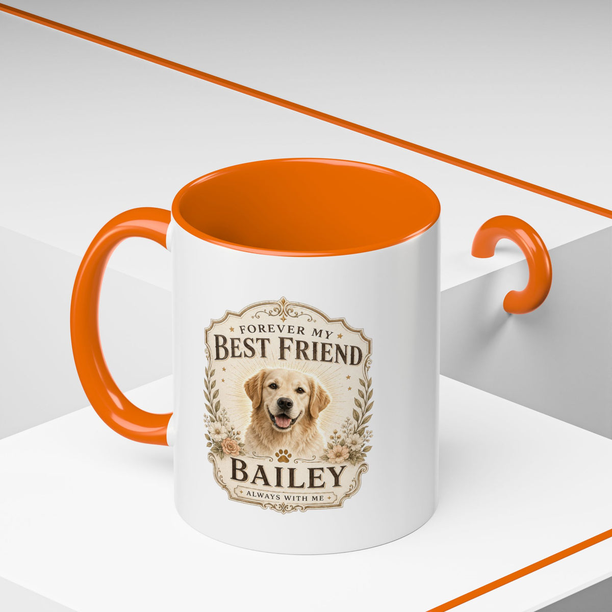 Milo Bailey Dog Dad Mom Forever My Best Friend Dog Coffee Mug — Personalized Pet Name Accent Mug