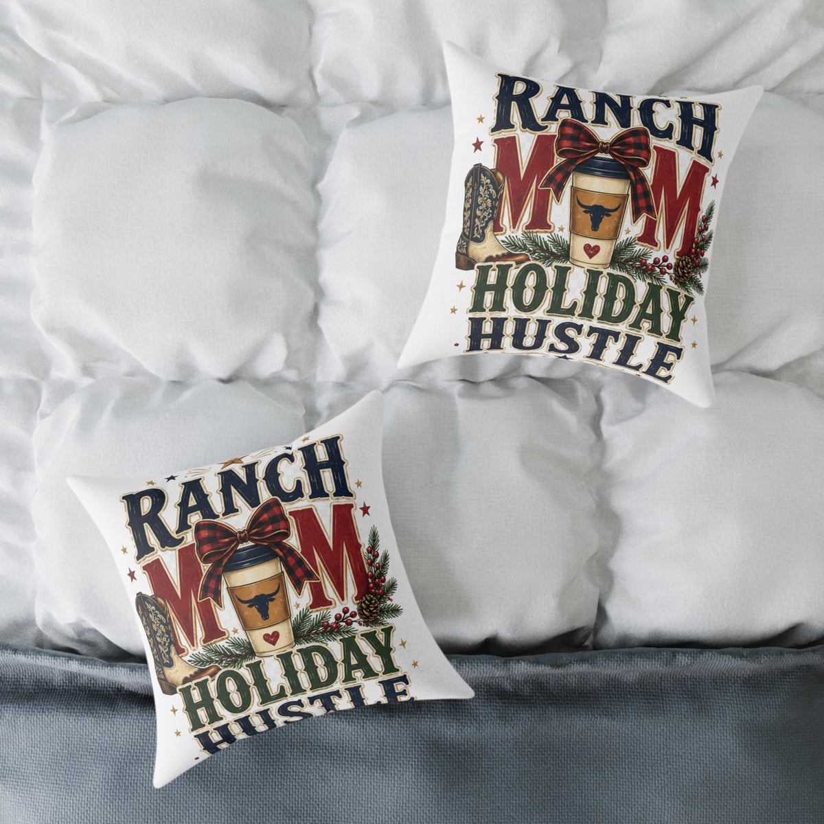 Ranch Mom Holiday Hustle Modern Day Christmas Square Pillow