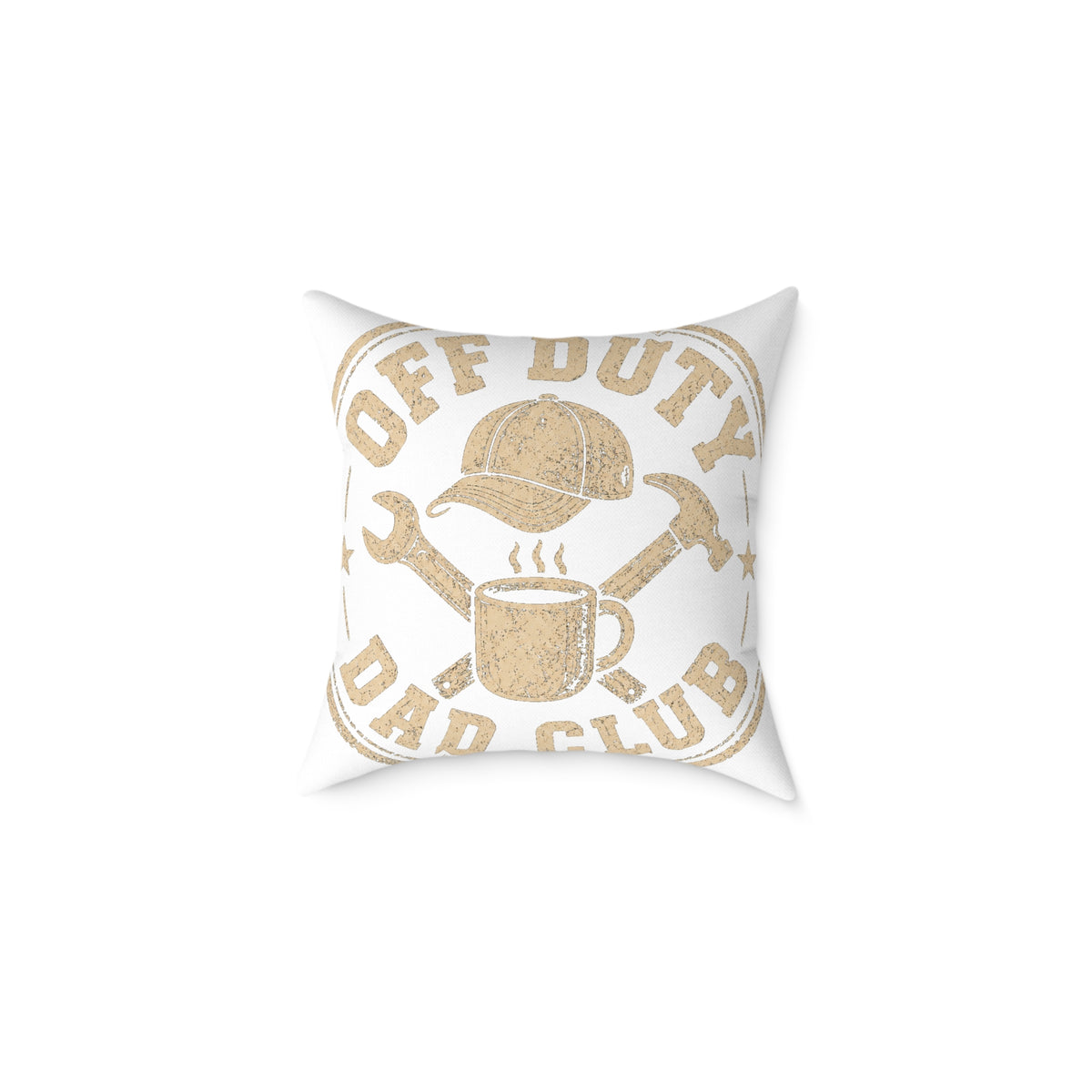 Milo Bailey Dog Dad Mom Square Pillow — "Off Duty Dad Club" Rustic Workshop Decorative Throw Pillow