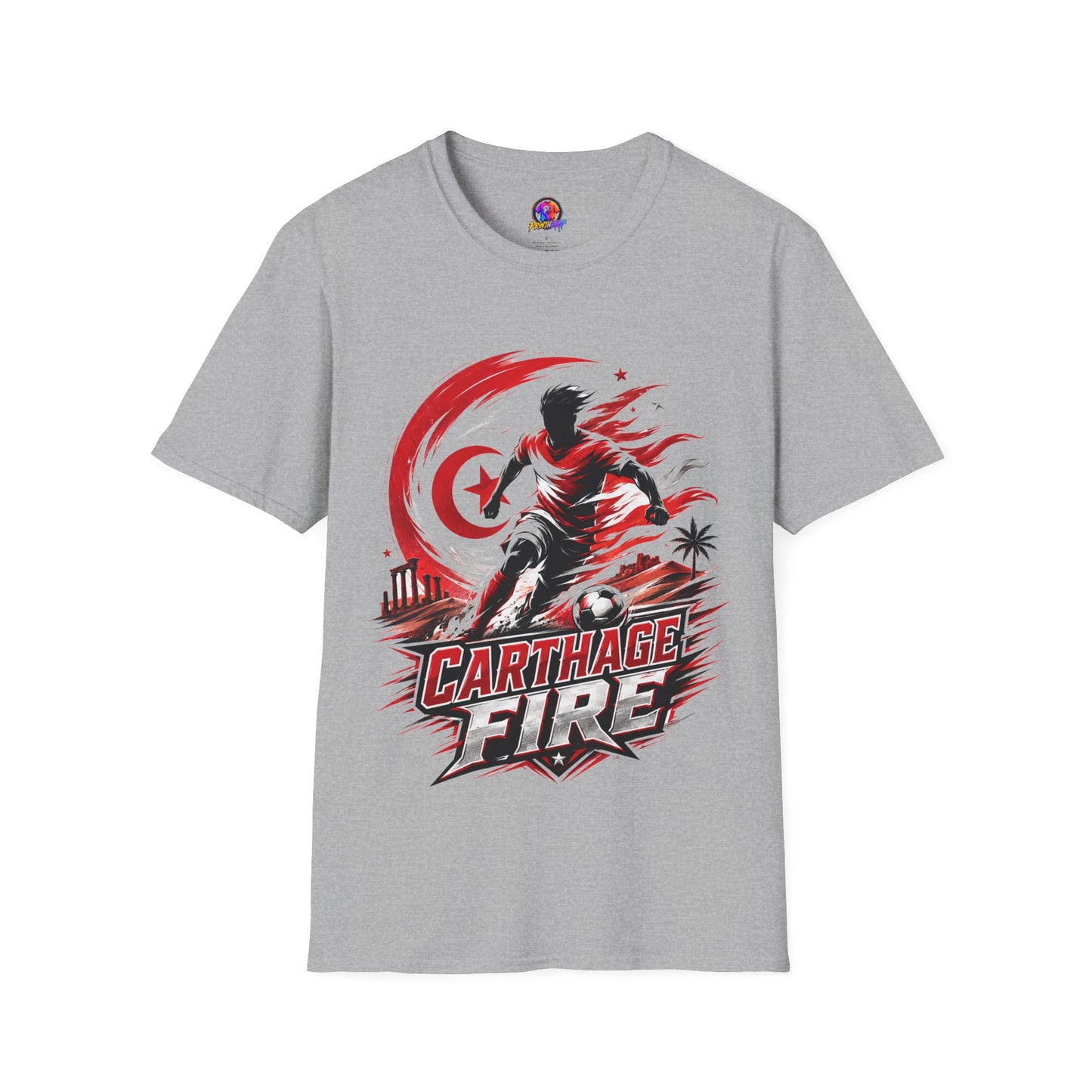 Tunisia Carthage Fire Soccer T-Shirt — Red Crescent Football Fan Tee