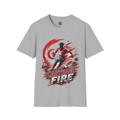 Tunisia Carthage Fire Soccer T-Shirt — Red Crescent Football Fan Tee