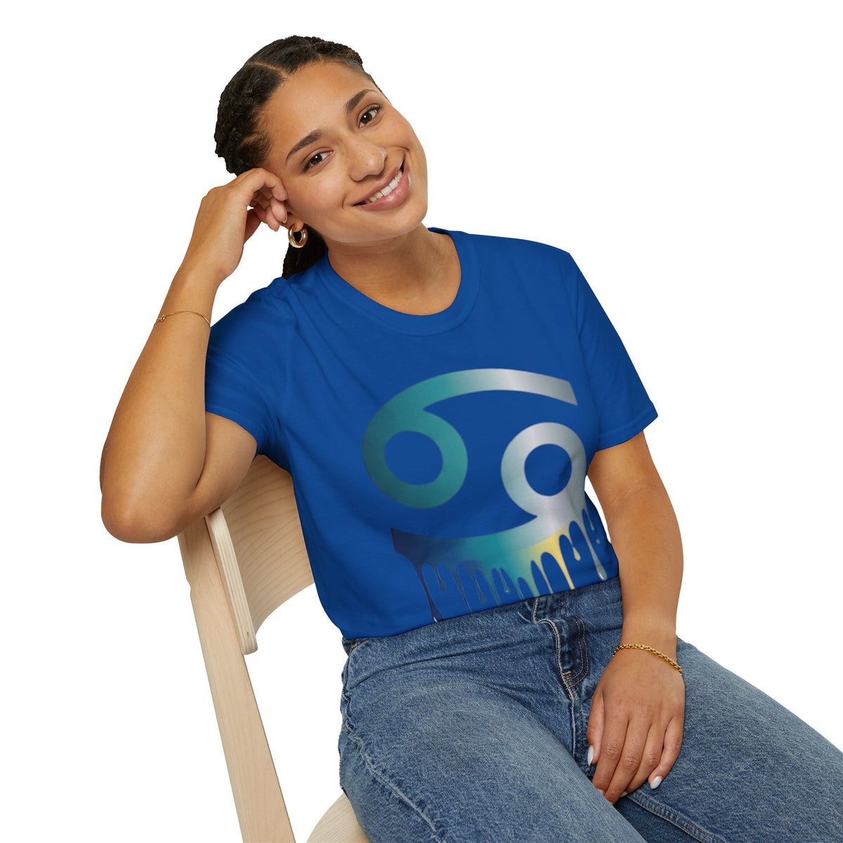 Cancer Zodiac T‑Shirt — Dripping Gradient Astrology Tee (Cancer Symbol)