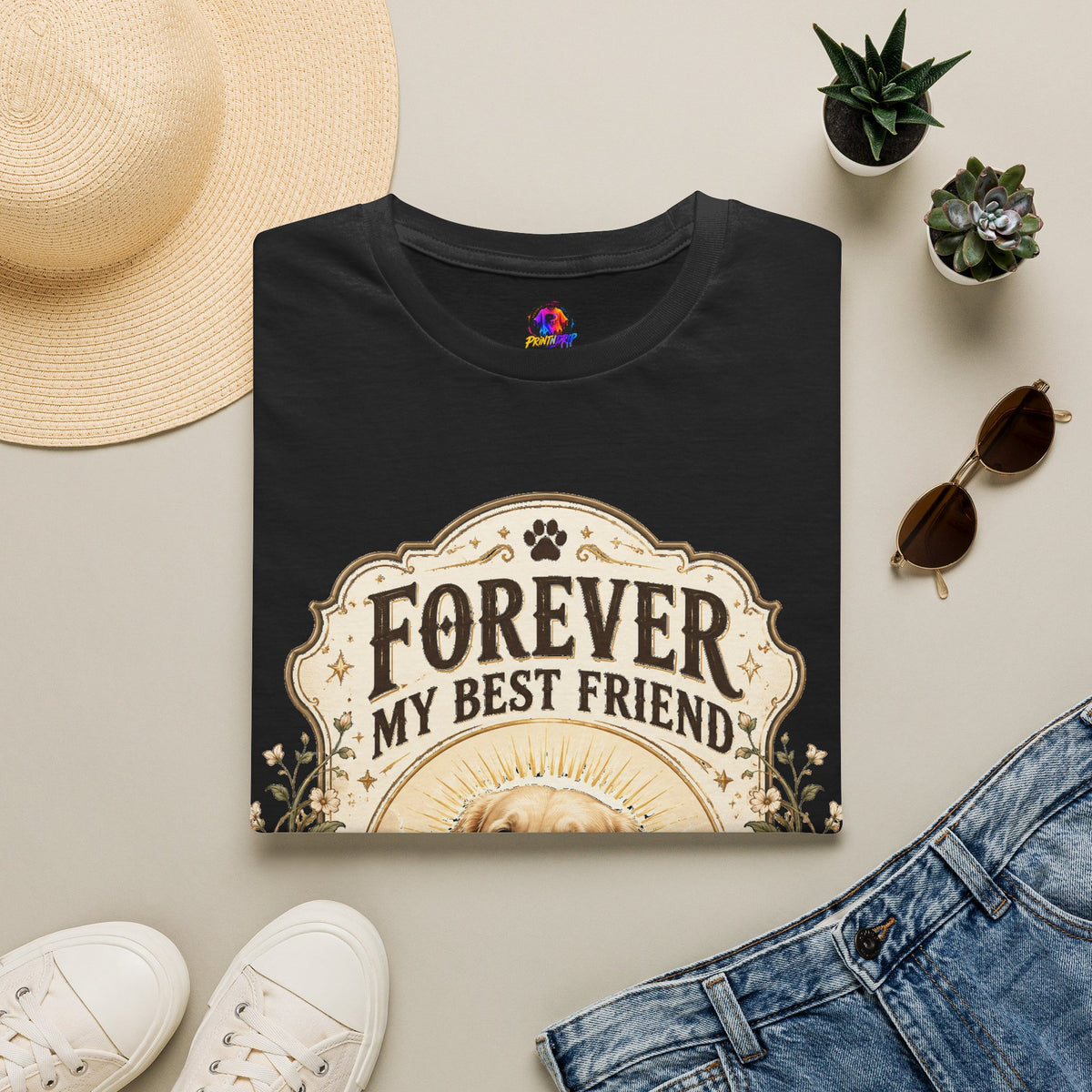 Dog Memorial T-Shirt — "Forever My Best Friend" Personalized Pet Tribute Tee