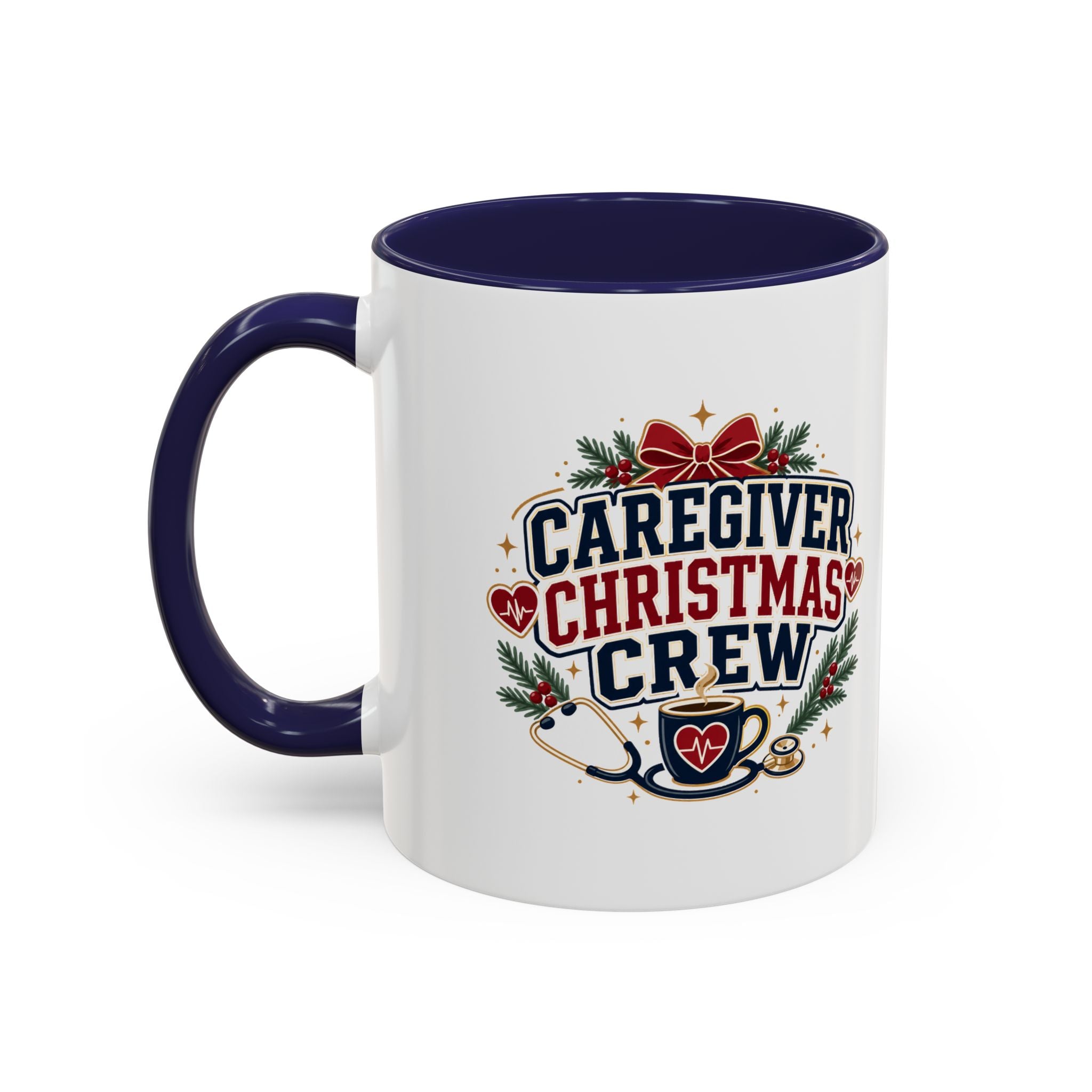 Modern Day Christmas Caregiver Christmas Crew Accent Coffee Mug – Holiday Nurse & Caregiver Gift (11/15oz)