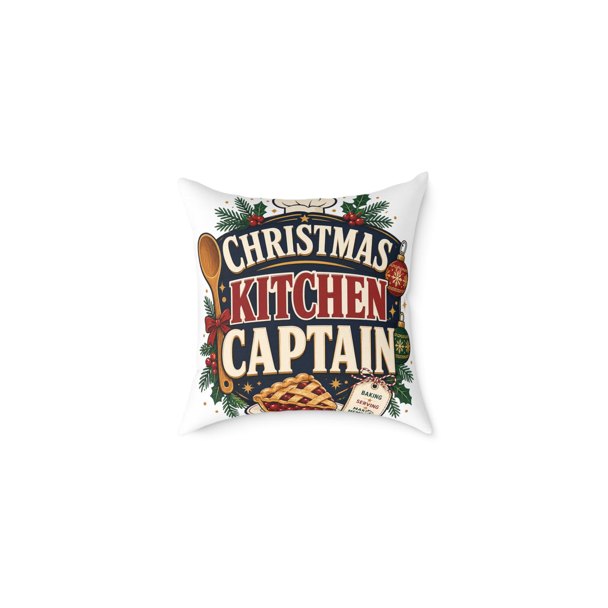 Christmas Kitchen Captain Modern Day Christmas Square Poly Canvas Pillow