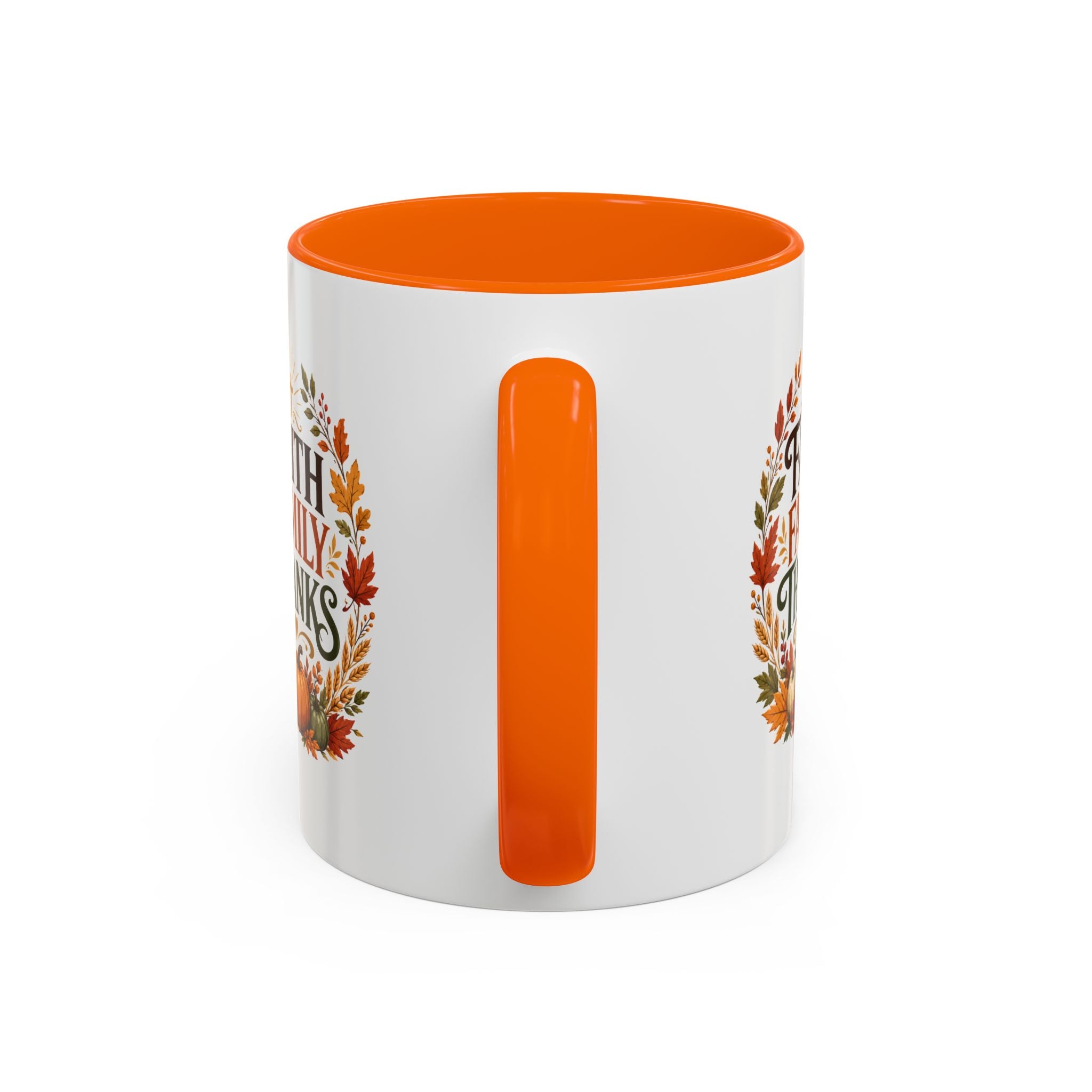 Thanksgiving Mug Faith Family Thanks Accent Coffee Mug — Thanksgiving Pumpkin Fall Leaves