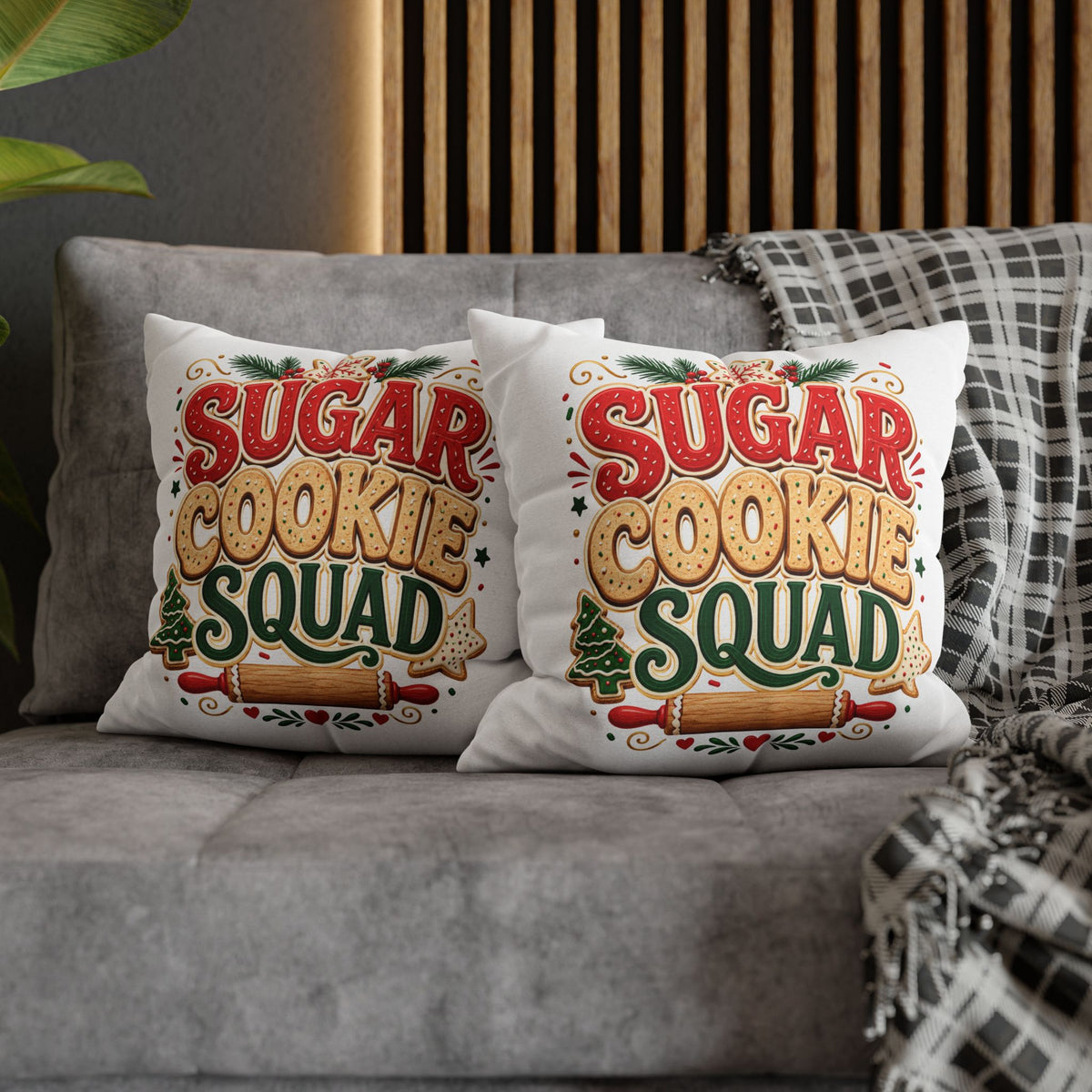 Christmas Sugar Cookie Squad Pillowcase – Festive Christmas Baking Decorative Throw Pillowcase