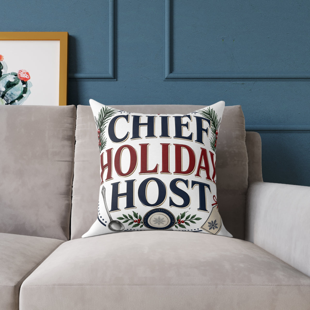 Christmas Chief Holiday Host Throw Pillow — Festive Christmas Decorative Cushion