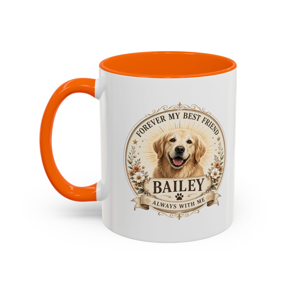 Milo Bailey Dog Dad Mom Golden Retriever Memorial Coffee Mug – "Forever My Best Friend" Personalized Name Accent Mug