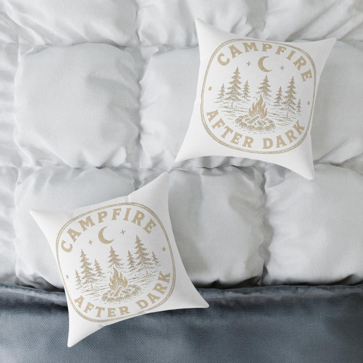 Campfire After Dark Throw Pillow Milo Bailey Dog Dad Mom — Outdoor Camping Decorative Pillow