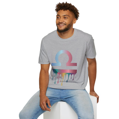 Omega Symbol T-Shirt — Pastel Gradient Drip Design