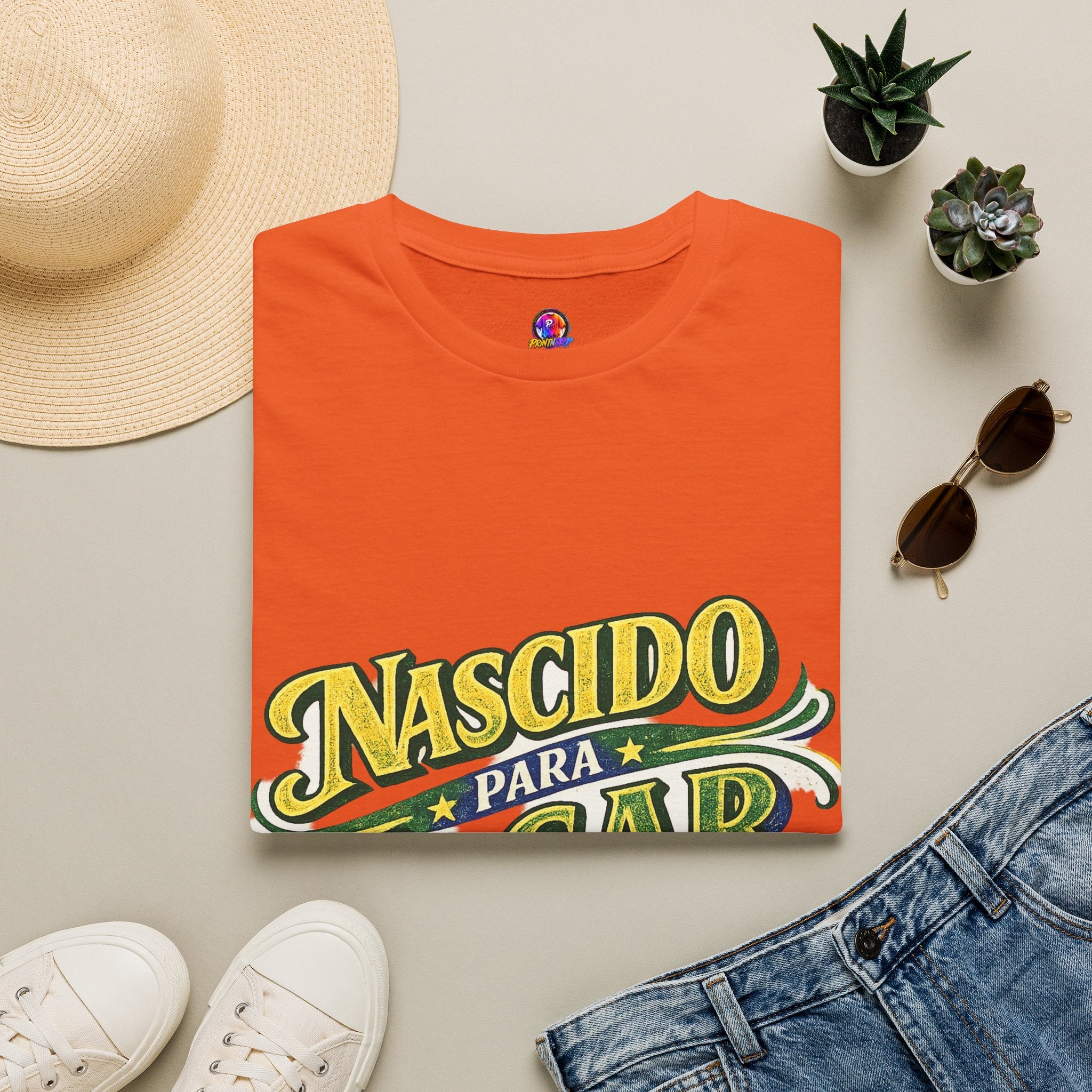 Brazil T‑Shirt — Nascido Para Jogar Vintage Brazilian Soccer Graphic Tee