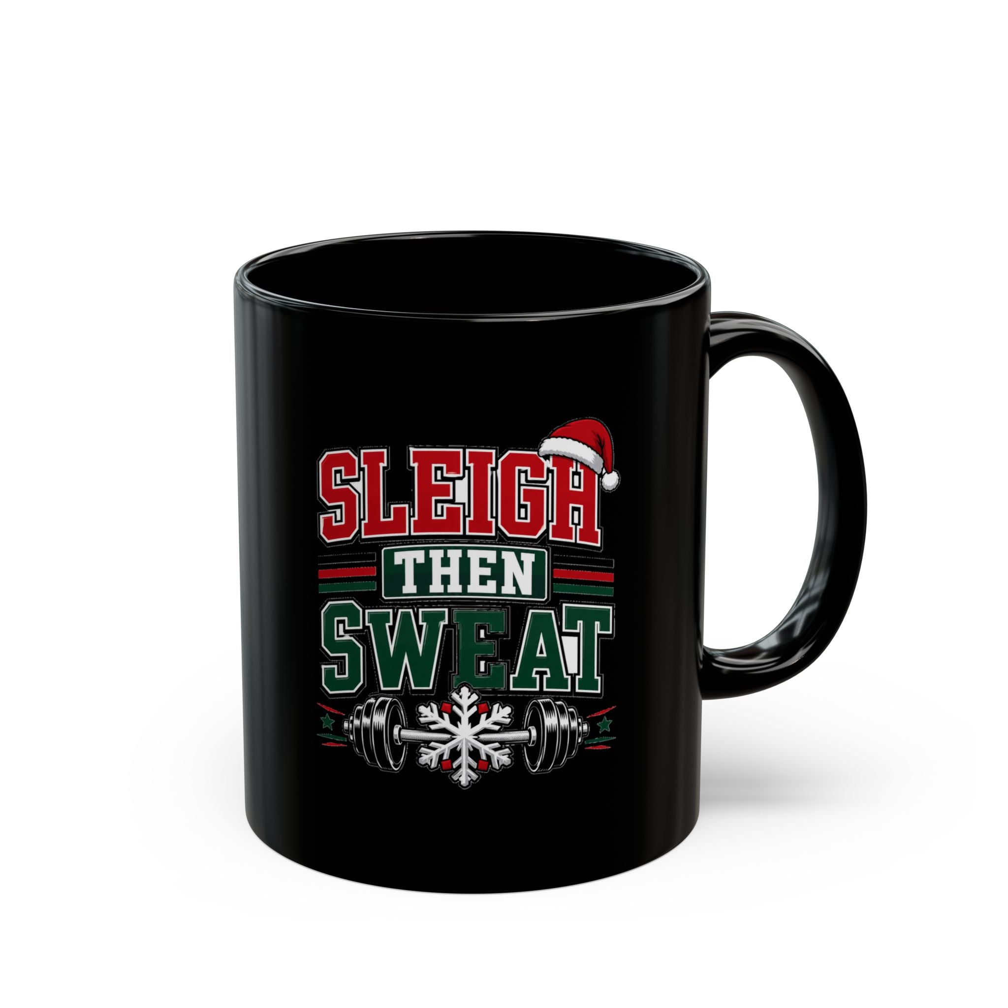 Modern Day Christmas Sleigh Then Sweat Coffee Mug — Funny Christmas Fitness Mug