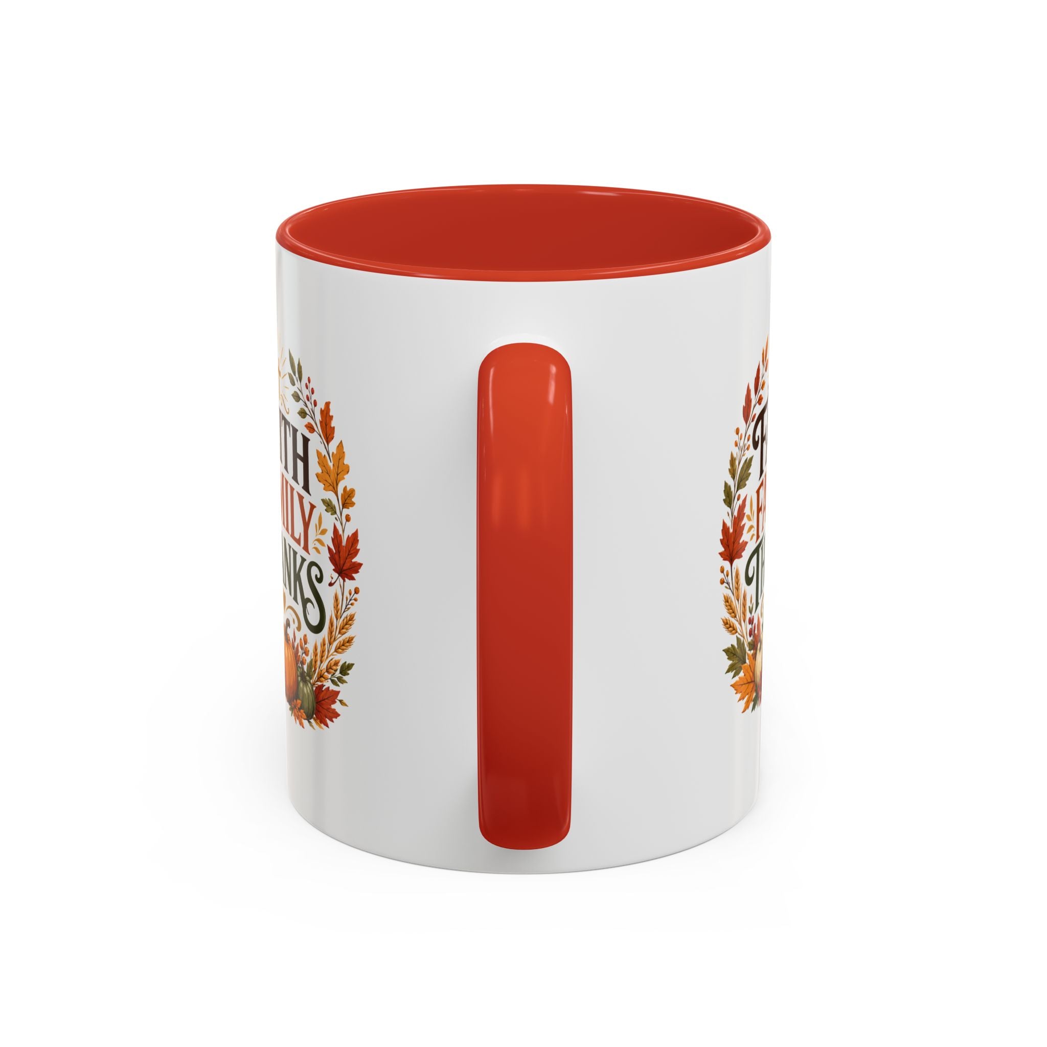 Thanksgiving Mug Faith Family Thanks Accent Coffee Mug — Thanksgiving Pumpkin Fall Leaves