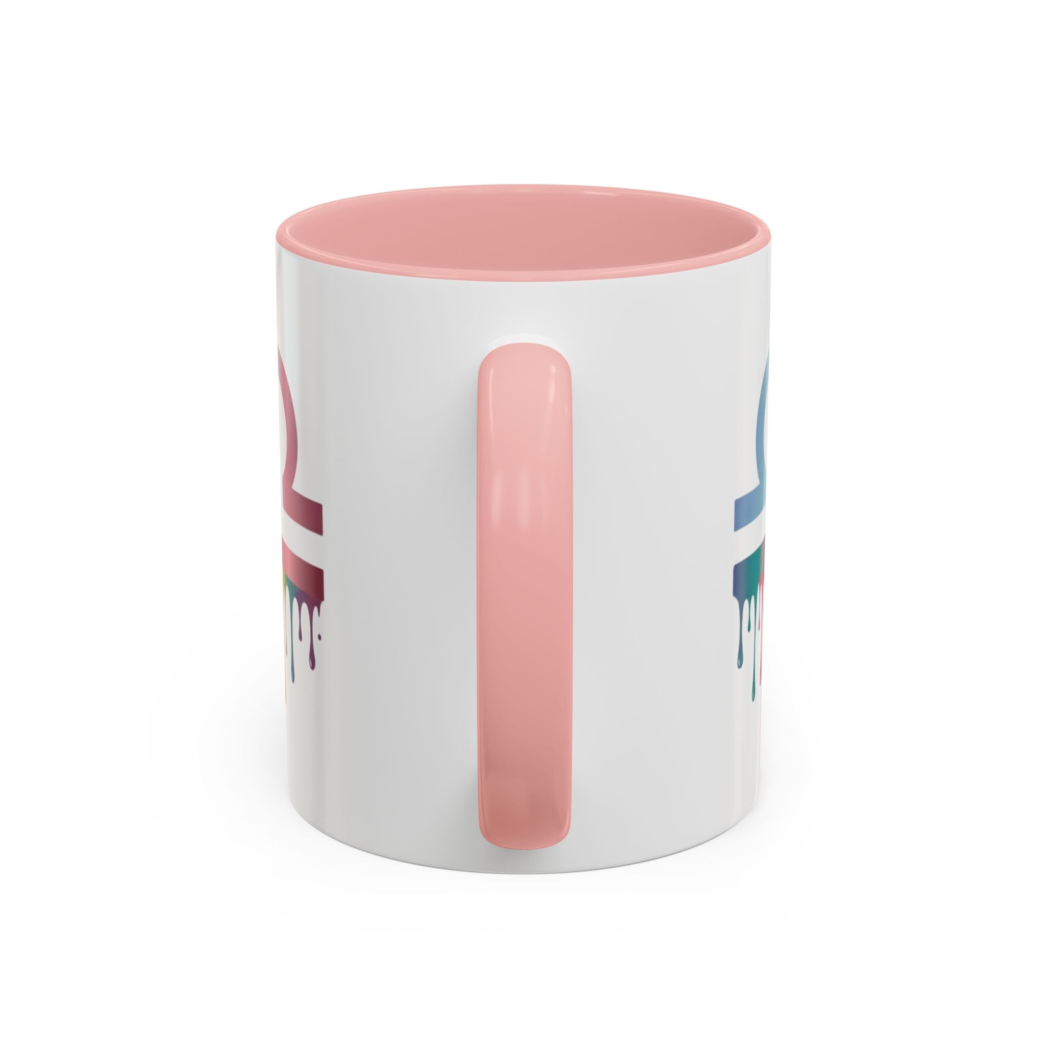 Libra Drip Accent Coffee Mug — Zodiac Symbol Rainbow Design