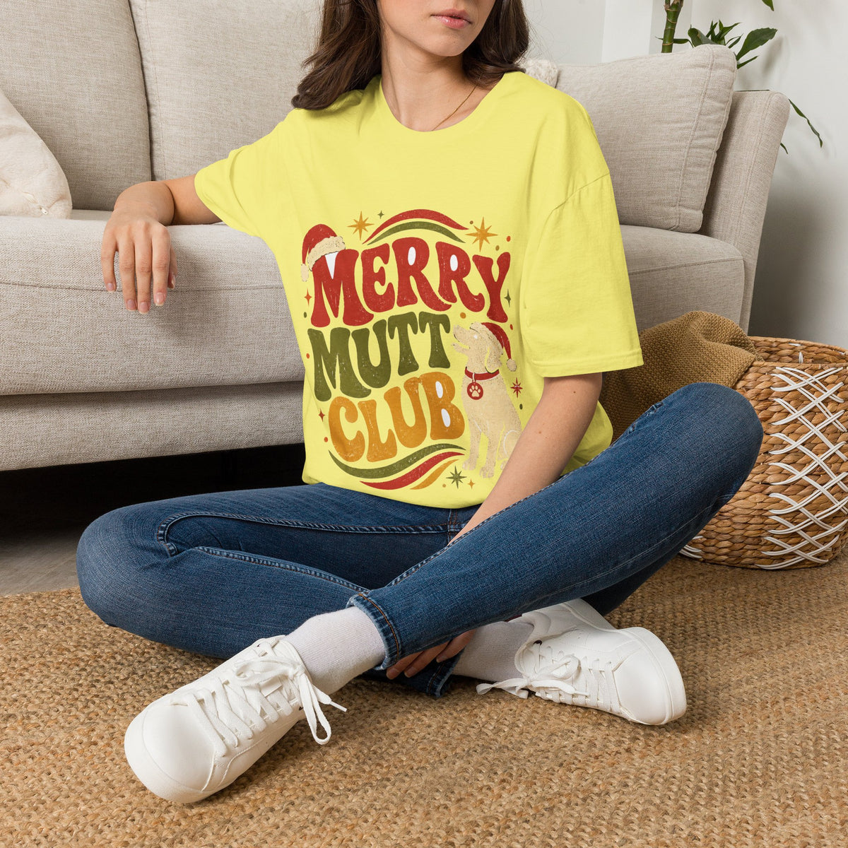 Merry Mutt Club T-Shirt — Retro Christmas Dog Lover Tee