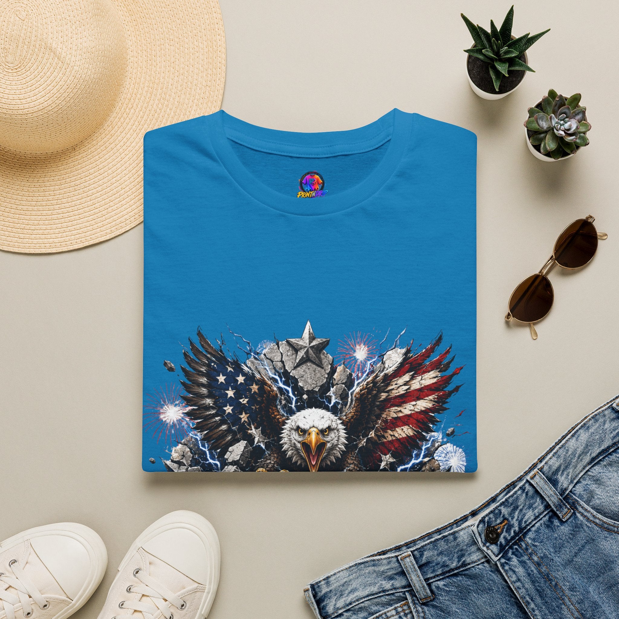 Patriotic Eagle T-Shirt — "The Republic Still Roars" | American Flag Graphic