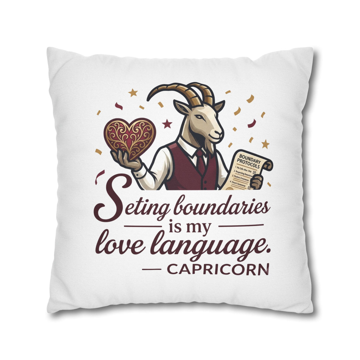 Capricorn Pillowcase - "Setting Boundaries Is My Love Language" Zodiac Throw Pillowcase