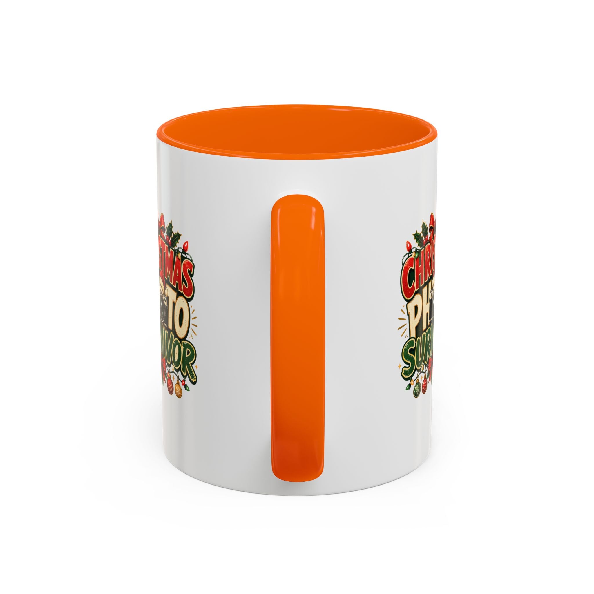 Christmas Photo Survivor Accent Coffee Mug — Holiday Photographer Gift