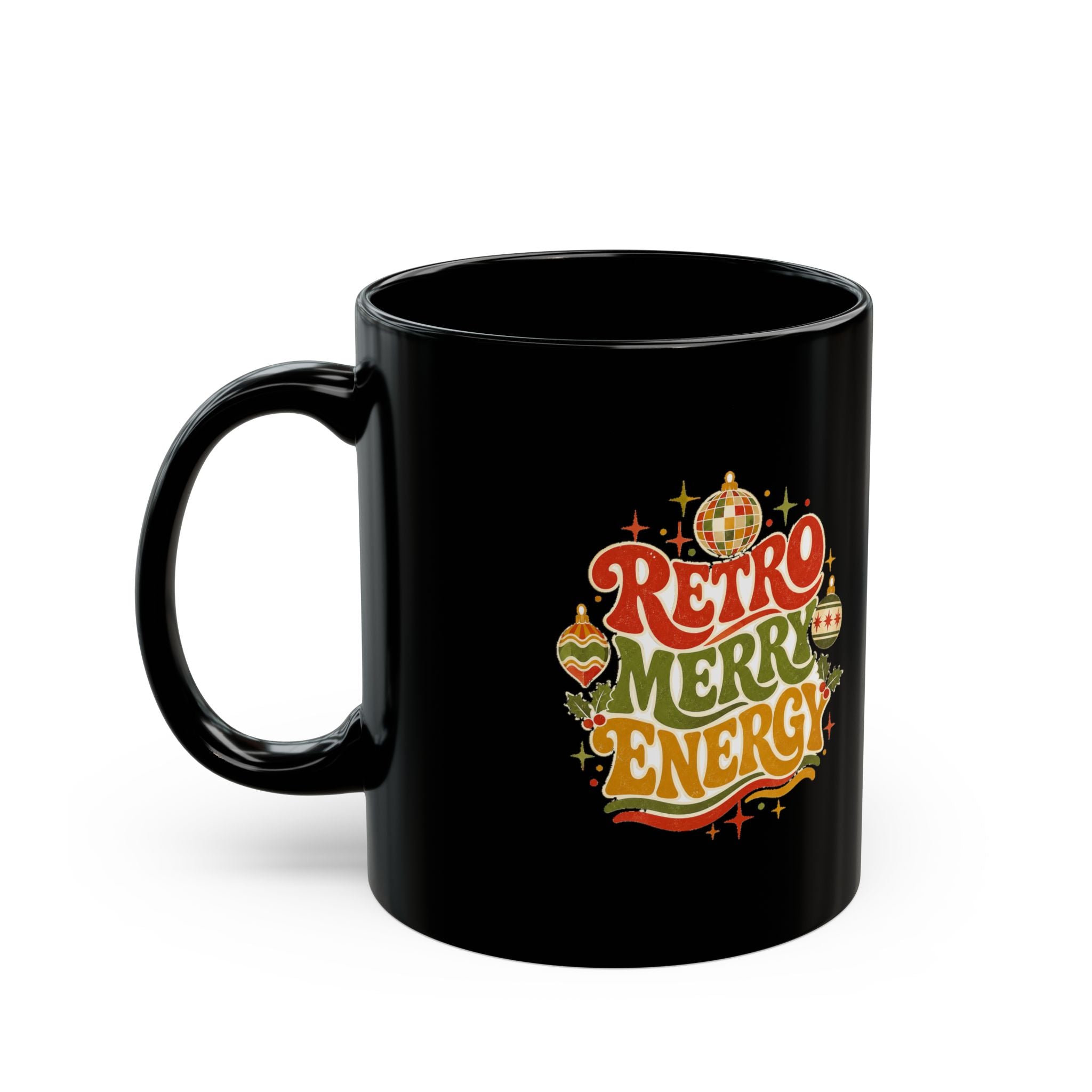 Modern Day Christmas Retro Merry Energy Mug — Vintage Christmas Coffee Cup