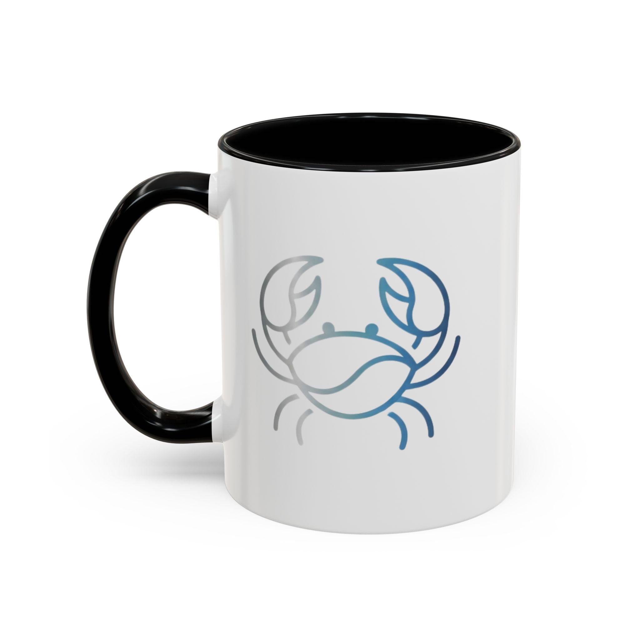 Crab Accent Coffee Mug — Minimal Coastal Zodiac Crab Design