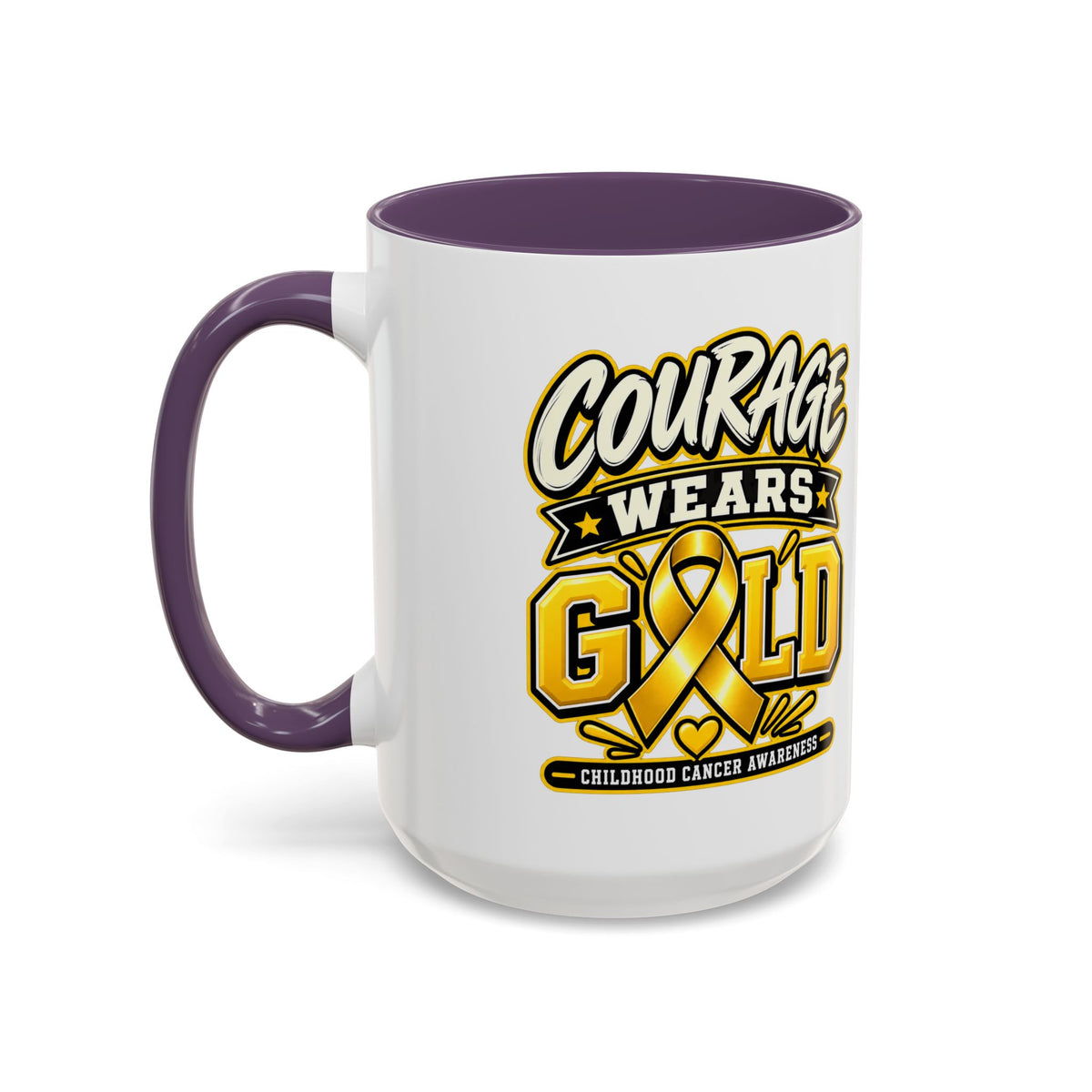 Courage Wears Gold Coffee Mug — Childhood Cancer Awareness Tea Cup