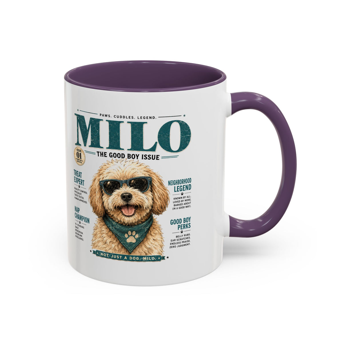 Milo Bailey Dog Dad Mom Milo Magazine-Style Accent Coffee Mug — Cute Dog Portrait