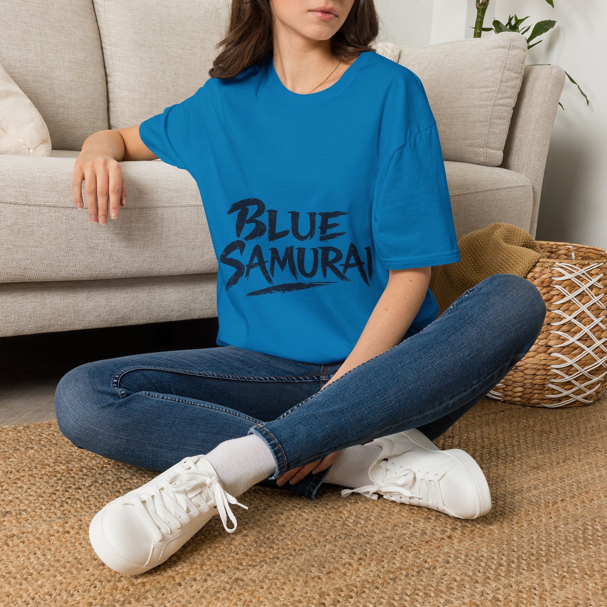 Japan Blue Samurai T-Shirt — Bold Brushstroke Graphic Tee