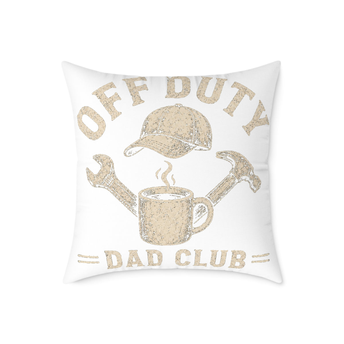Off Duty Dad Club Throw Pillow  Milo Bailey Dog Dad Mom— Rustic Coffee & Tools Decorative Pillow