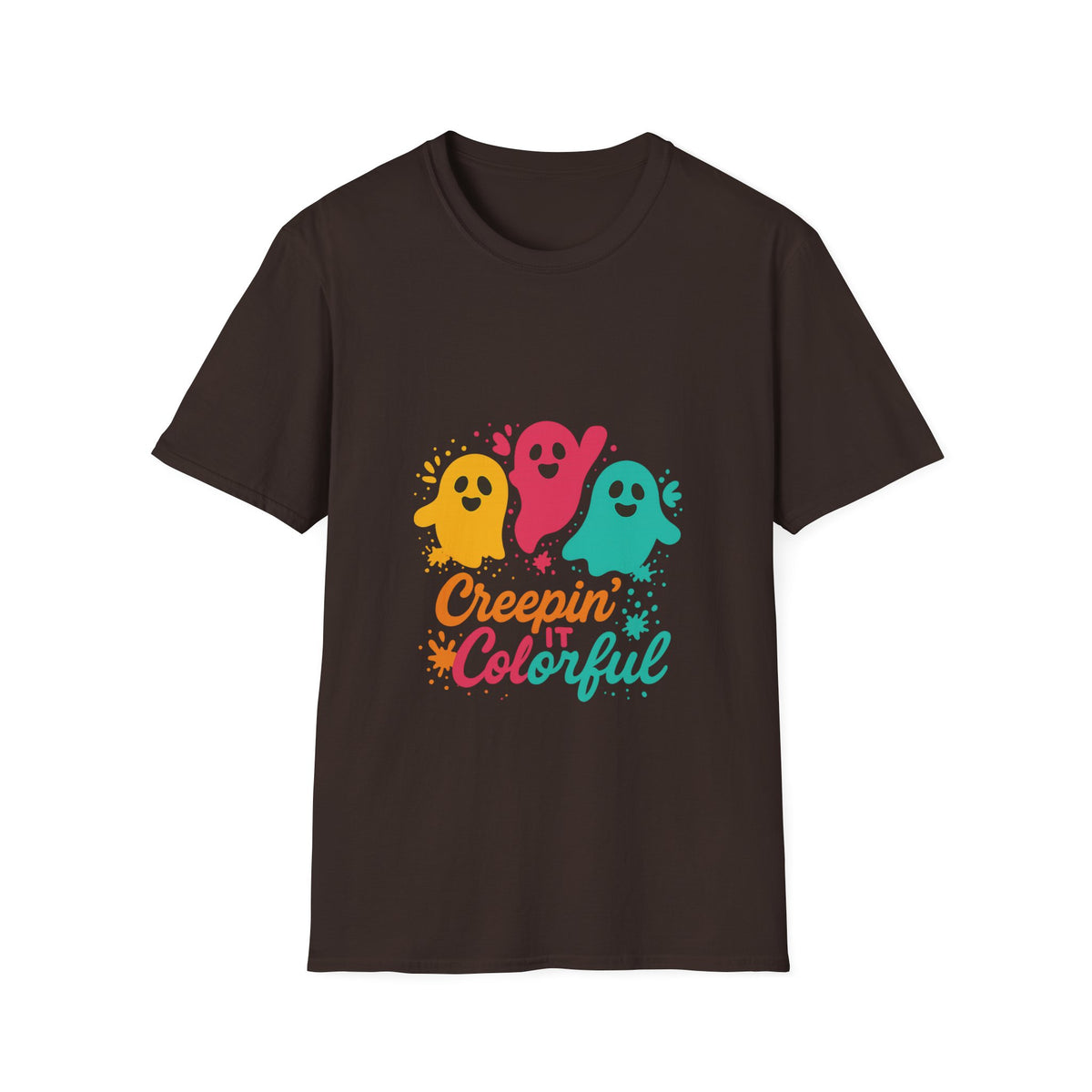 Colorful Creepin' Ghosts Tee — Cute Halloween Shirt - Trending Now - October 2026