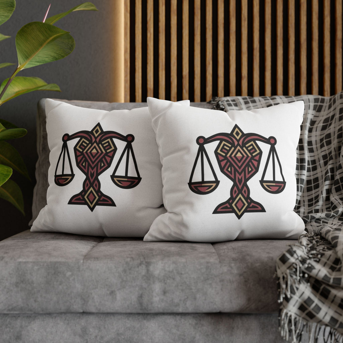 Libra Scales Decorative Pillowcase – Zodiac Balance Throw Pillow Cover