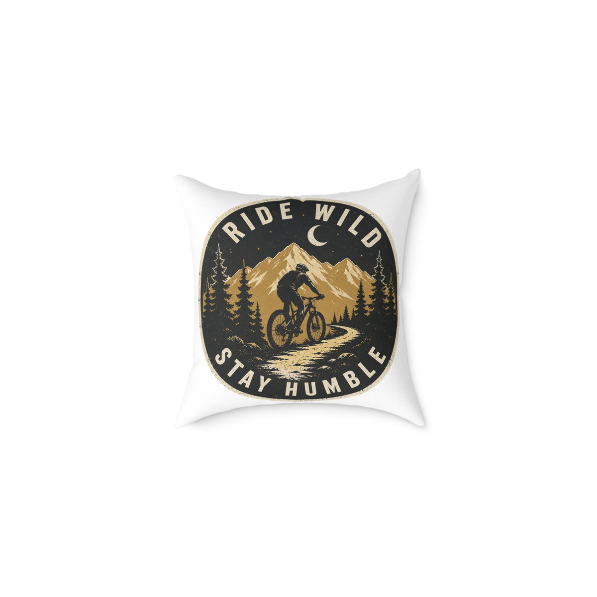 Ride Wild Stay Humble Mountain Bike Pillow  Milo Bailey Dog Dad Mom — Outdoor Cycling Adventure Throw Pillow