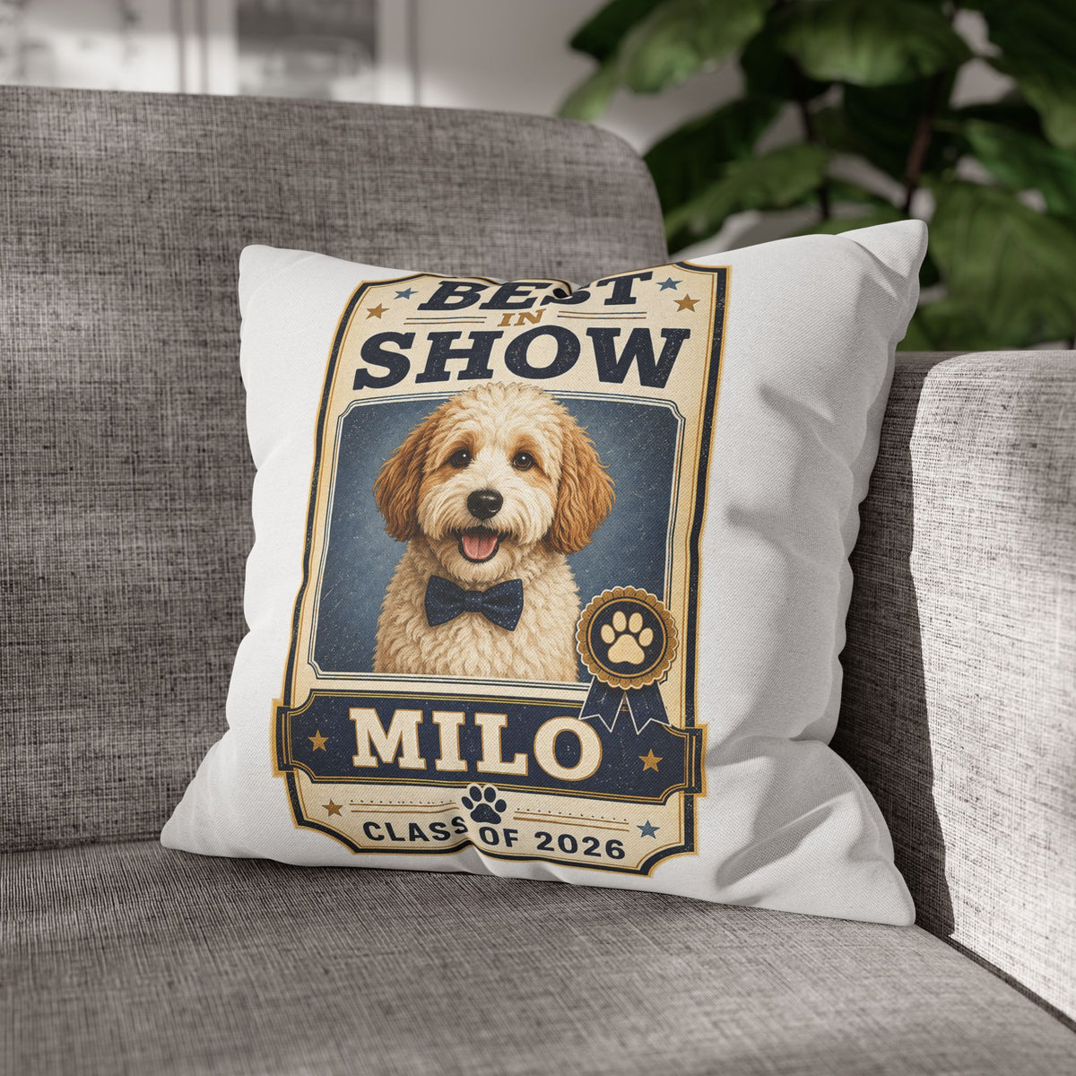 Best in Show Personalized Dog Pillowcase — "Milo" Class of 2026 Milo Bailey Dog Dad Mom