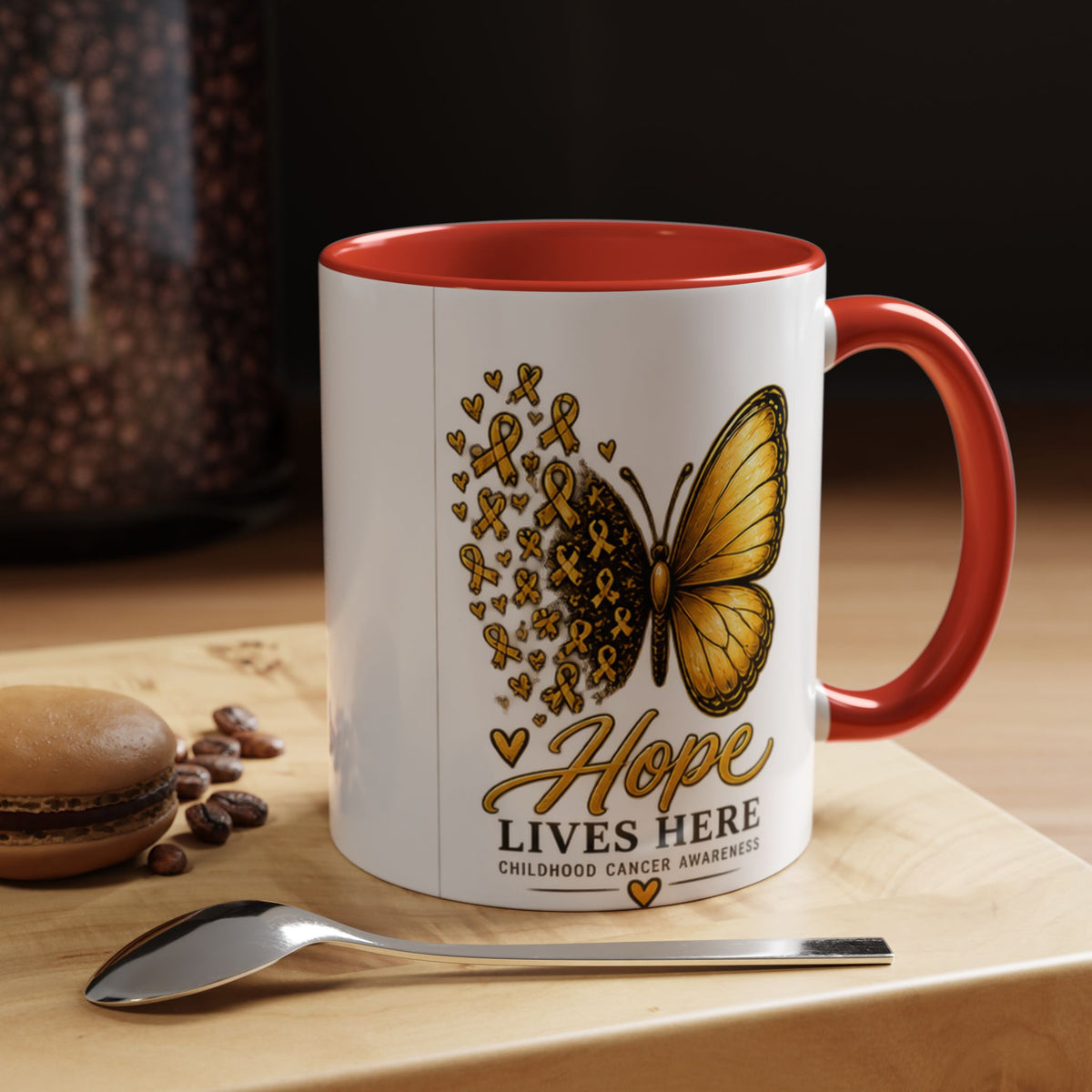 Hope Lives Here Childhood Cancer Awareness Accent Coffee Mug