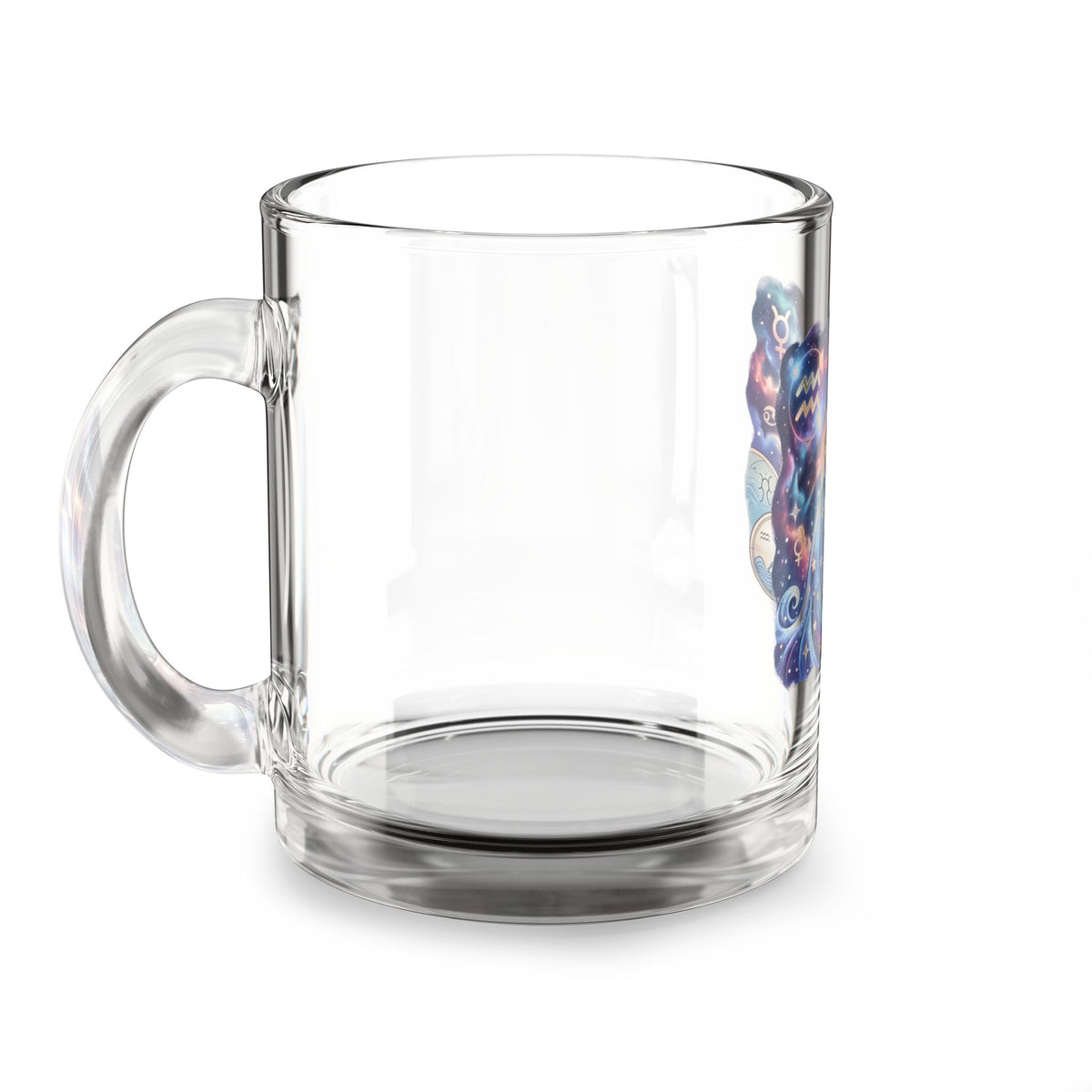 Aquarius Zodiac Glass Mug — 10oz Celestial Horoscope Coffee Cup
