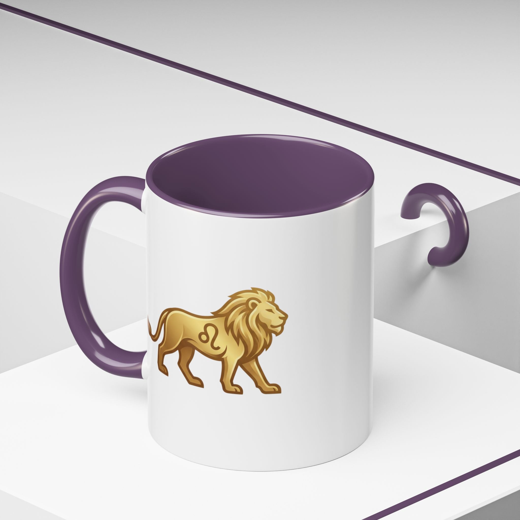 Leo Zodiac Coffee Mug — Gold Lion Accent Mug for Astrology Lovers