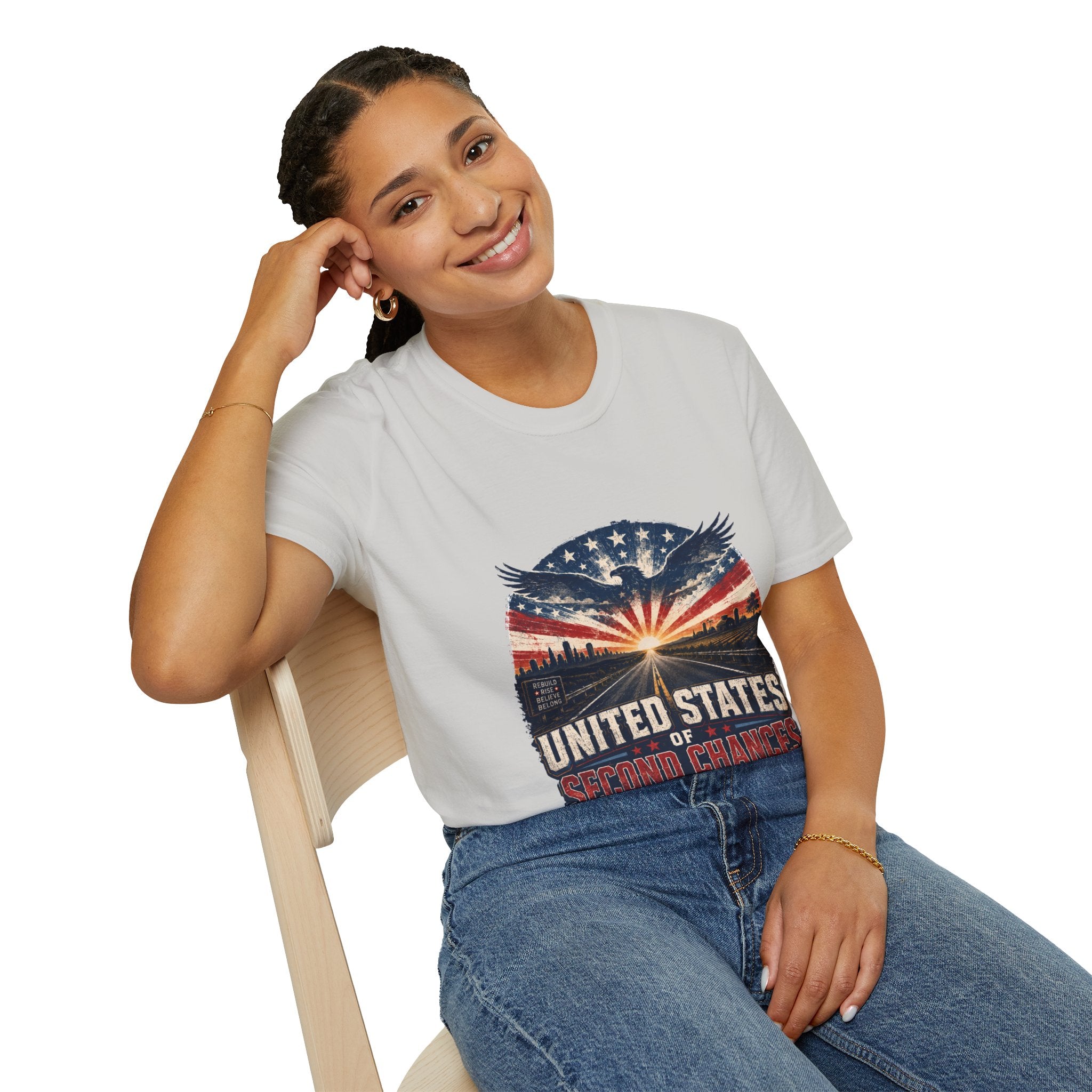Patriotic Eagle T-Shirt — United States Skyline Vintage Flag Design