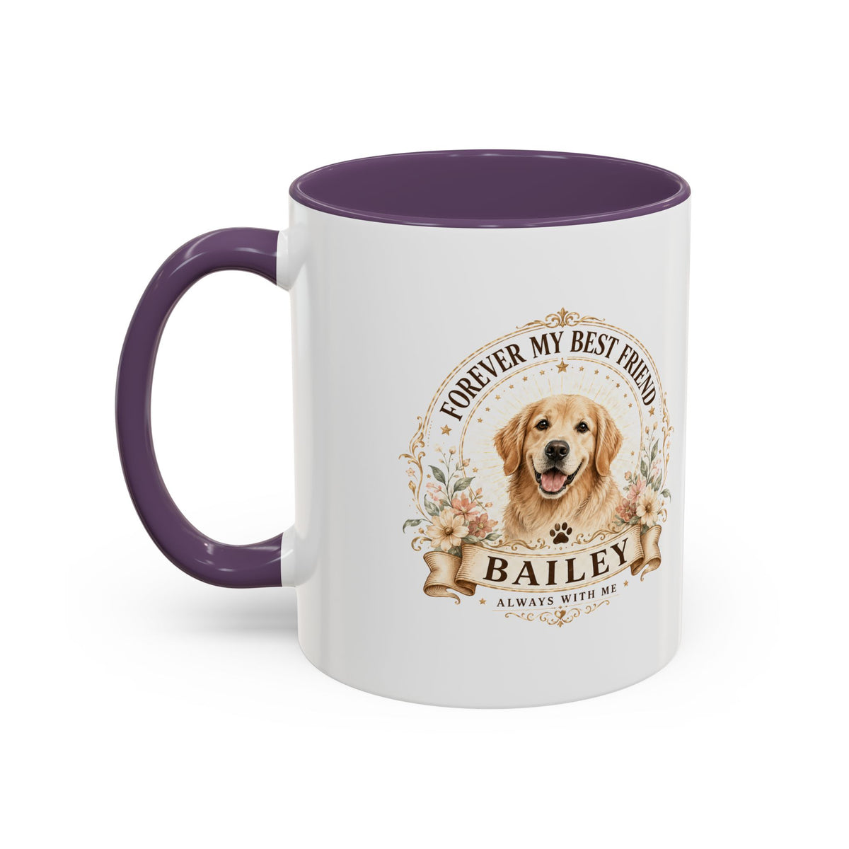 Milo Bailey Dog Dad Mom Golden Retriever Coffee Mug — “Forever My Best Friend” Personalized Dog Mug (Bailey)