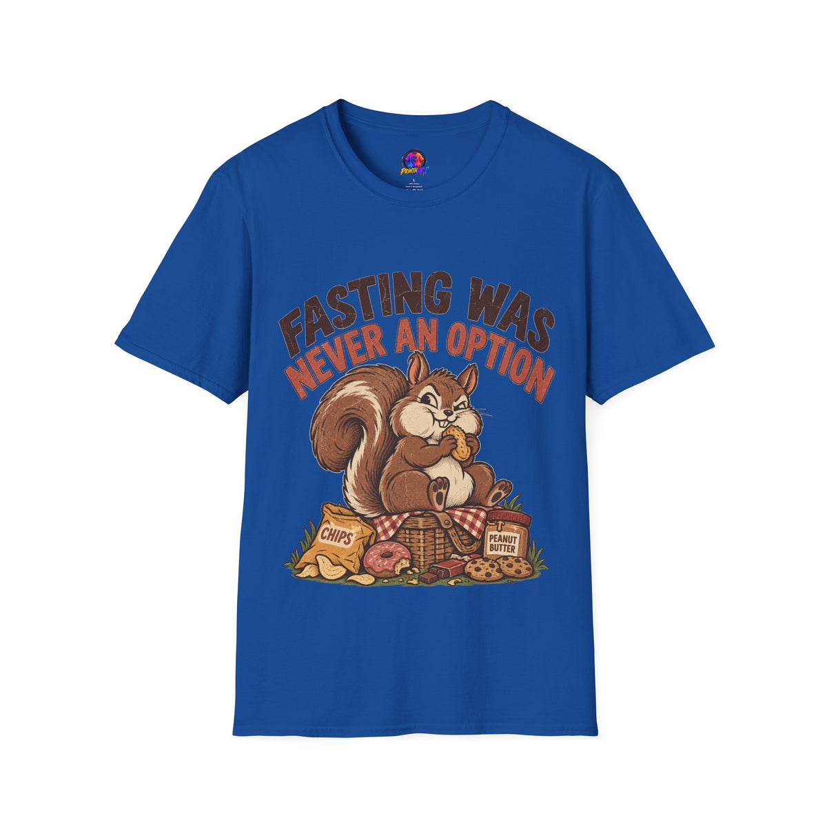 Fasting Was Never an Option T-Shirt — Funny Squirrel Eating Snacks Tee