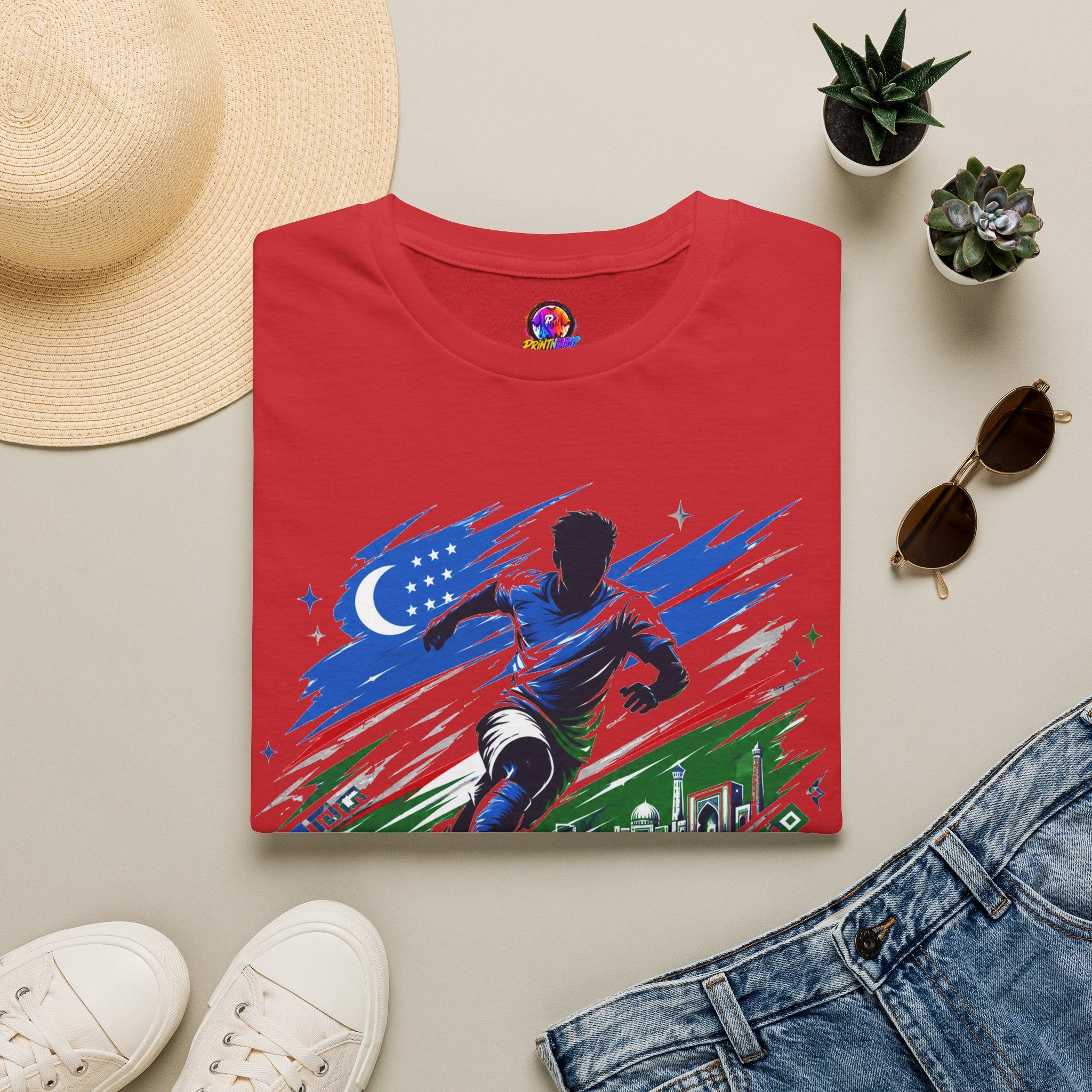 Silk Road Strike Soccer T-Shirt — Uzbekistan Football Graphic Tee