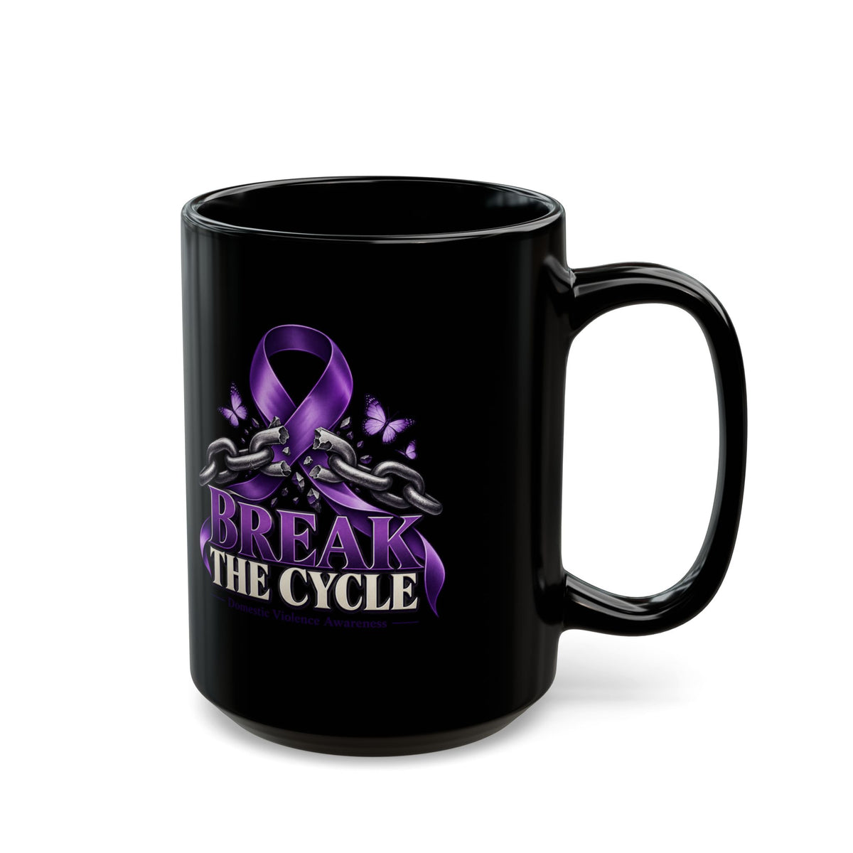 Break the Cycle Mug — Purple Domestic Violence Awareness Ribbon Coffee Cup (11oz & 15oz)
