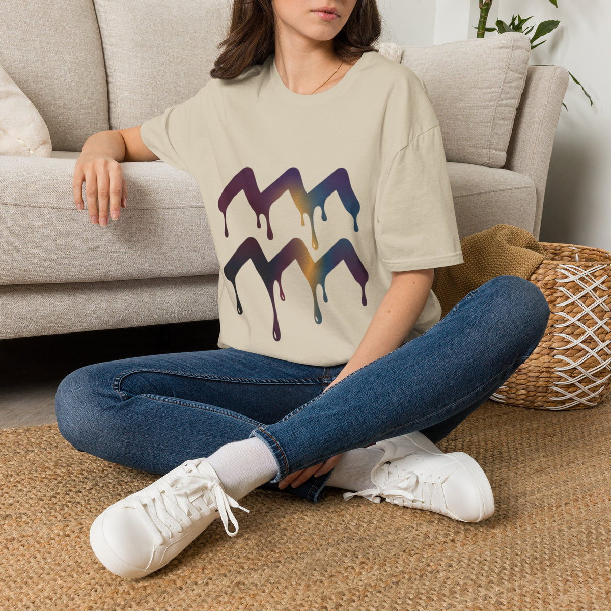 Dripping Mountain Graphic Tee — Vaporwave Sunset T-Shirt