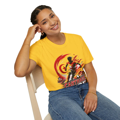 Tunisia Carthage Fire Soccer T-Shirt — Red Crescent Football Fan Tee