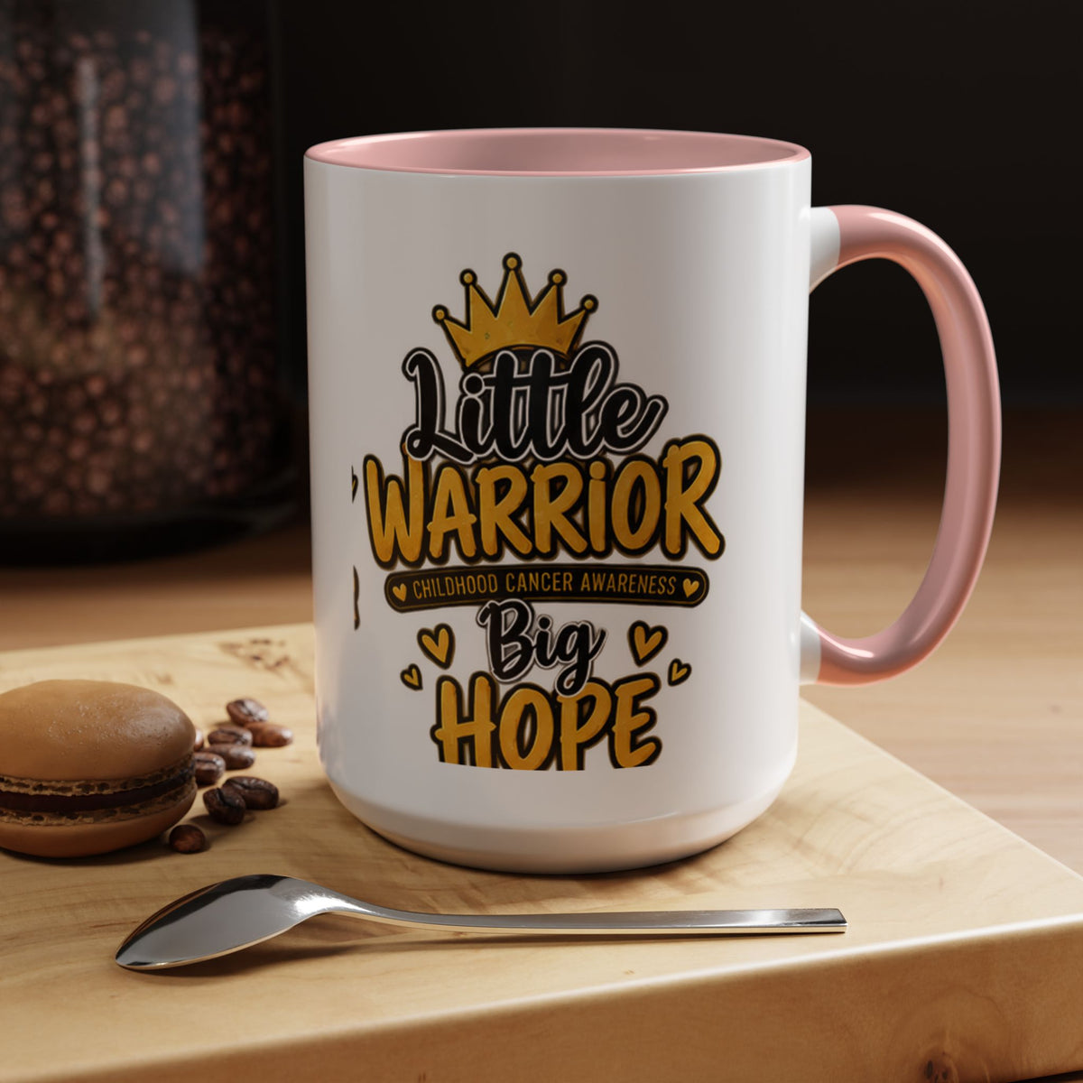Little Warrior Childhood Cancer Awareness Coffee Mug – "Big Hope" Accent Mug