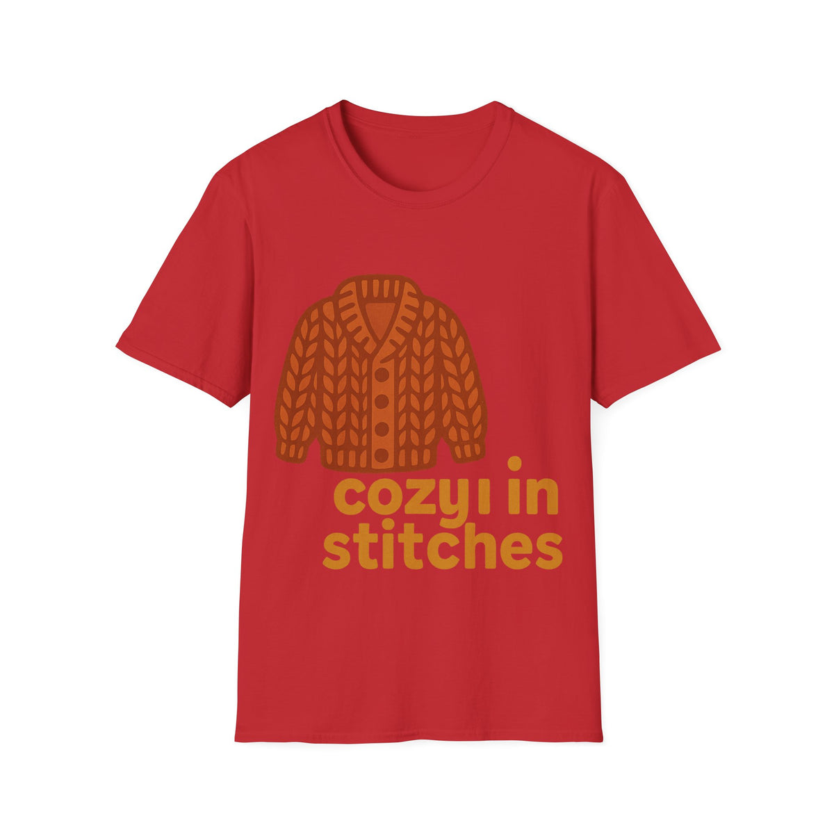 "Cozy In Stitches" Autumn Sweater Tee | Cute Knitting Crochet T-Shirt - Trending Now - September 2026