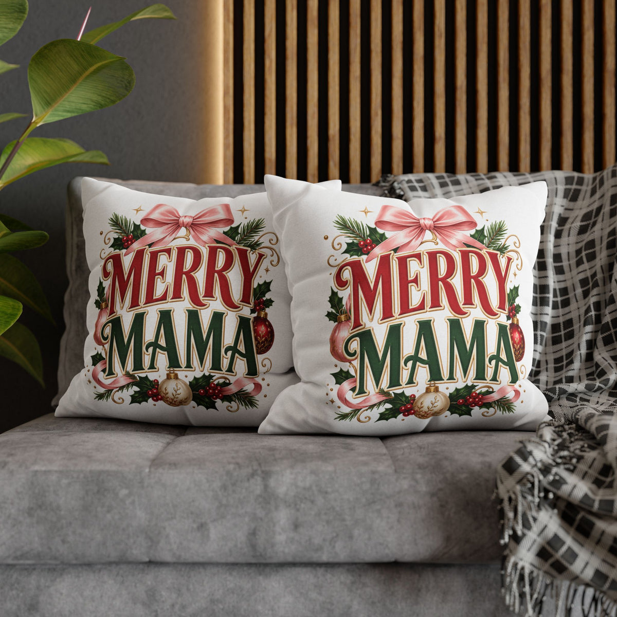 Merry Mama Christmas Pillowcase — Festive Holiday Decorative Pillow Cover